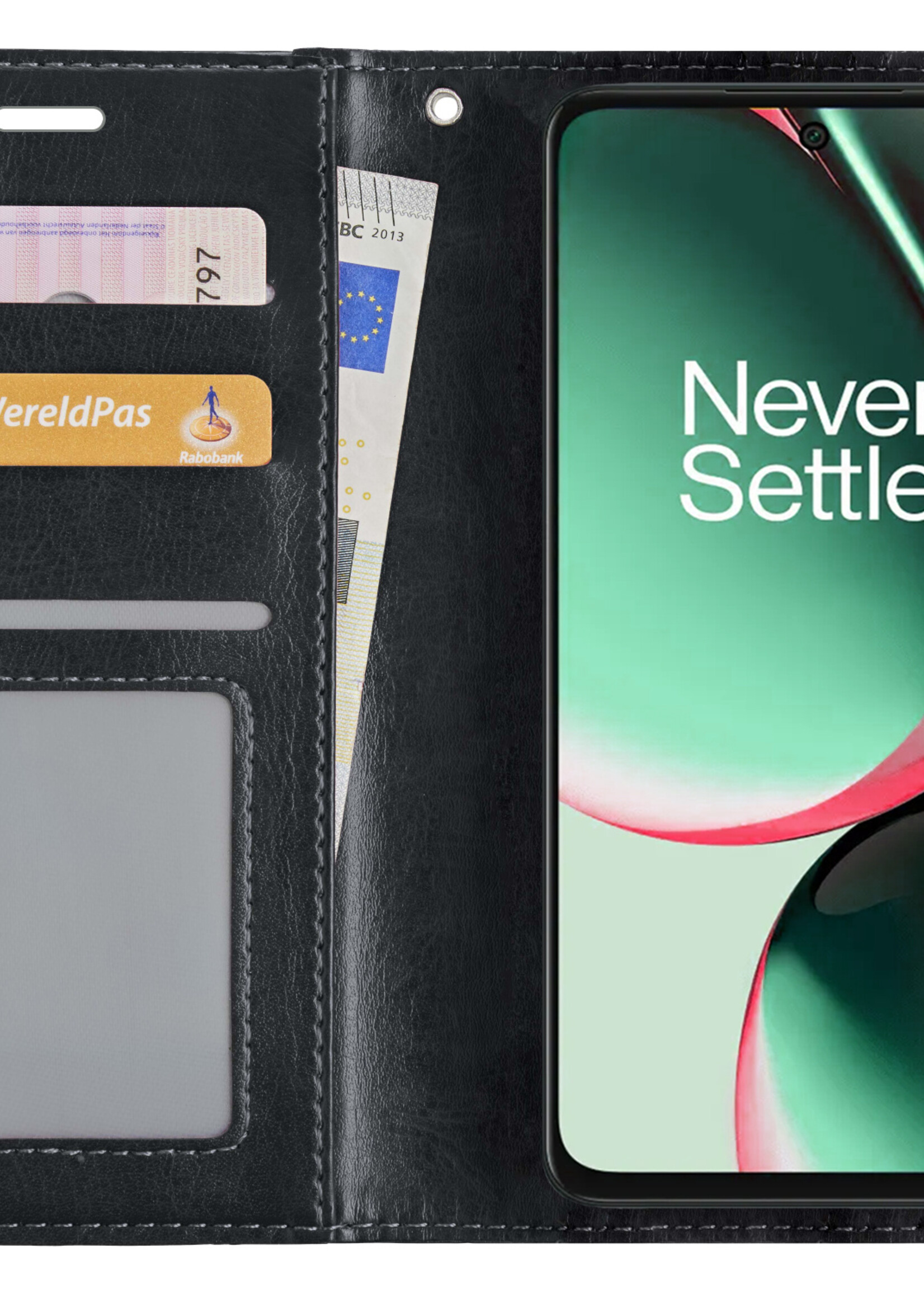 BTH Hoesje Geschikt voor OnePlus Nord CE 3 Lite Hoesje Book Case Hoes Portemonnee Cover Walletcase - Hoes Geschikt voor OnePlus Nord CE 3 Lite Hoes Bookcase Hoesje - Zwart