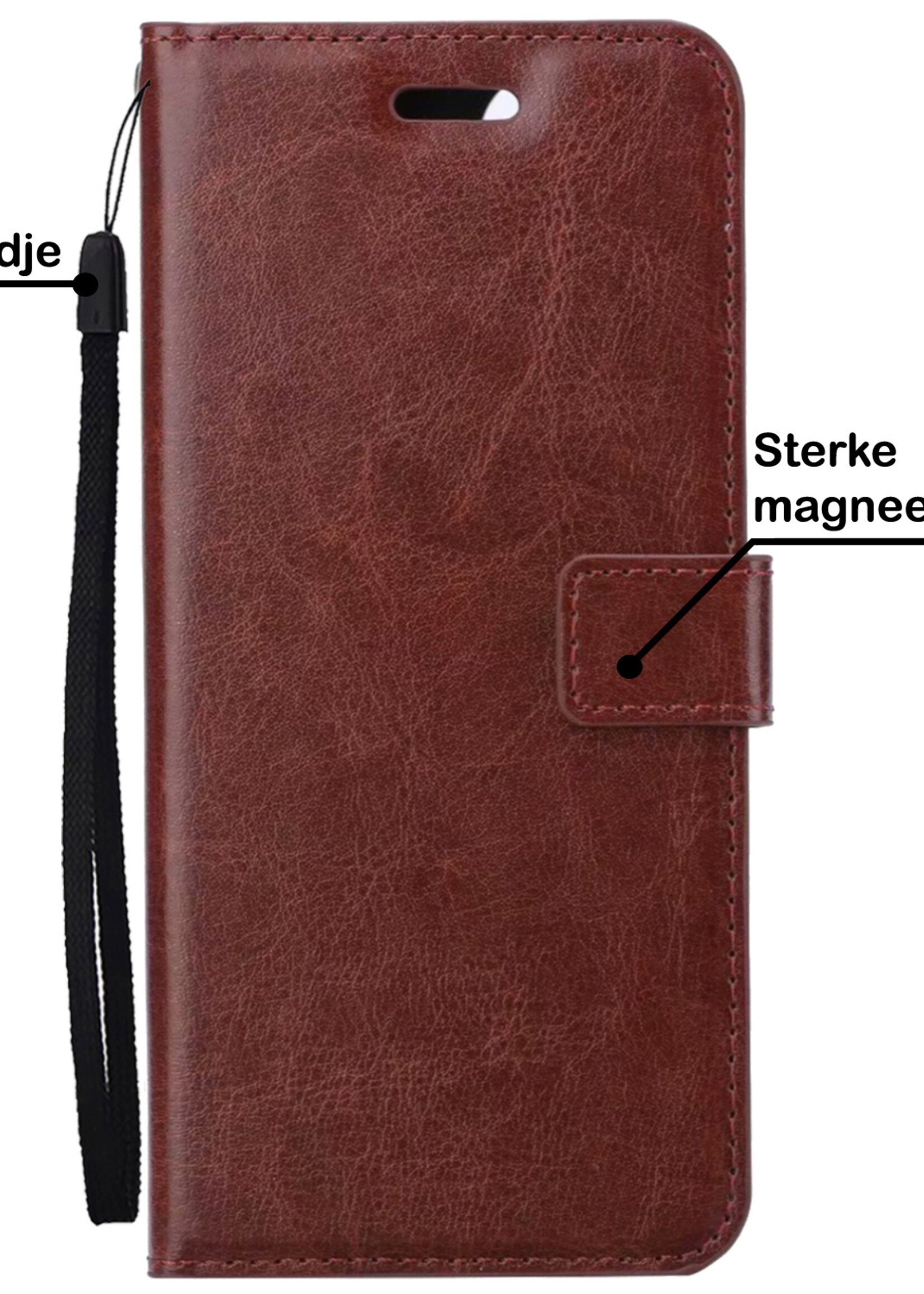 BTH Hoesje Geschikt voor OnePlus Nord CE 3 Lite Hoesje Book Case Hoes Portemonnee Cover Walletcase Met Screenprotector - Hoes Geschikt voor OnePlus Nord CE 3 Lite Hoes Bookcase Hoesje - Bruin