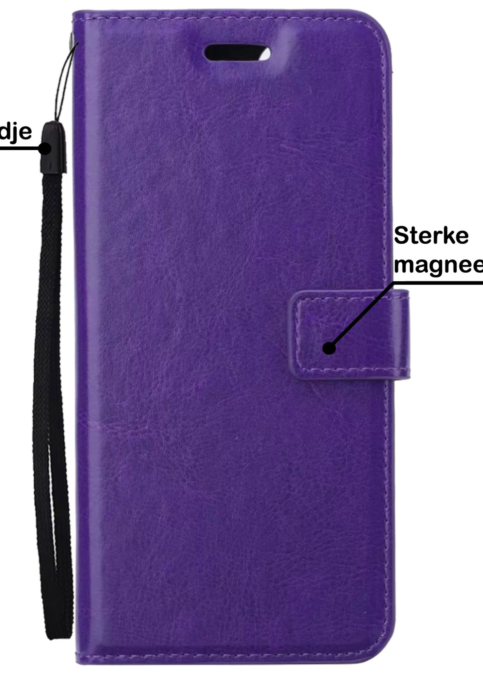 BTH Hoesje Geschikt voor OnePlus Nord CE 3 Lite Hoesje Book Case Hoes Portemonnee Cover Walletcase Met Screenprotector - Hoes Geschikt voor OnePlus Nord CE 3 Lite Hoes Bookcase Hoesje - Paars