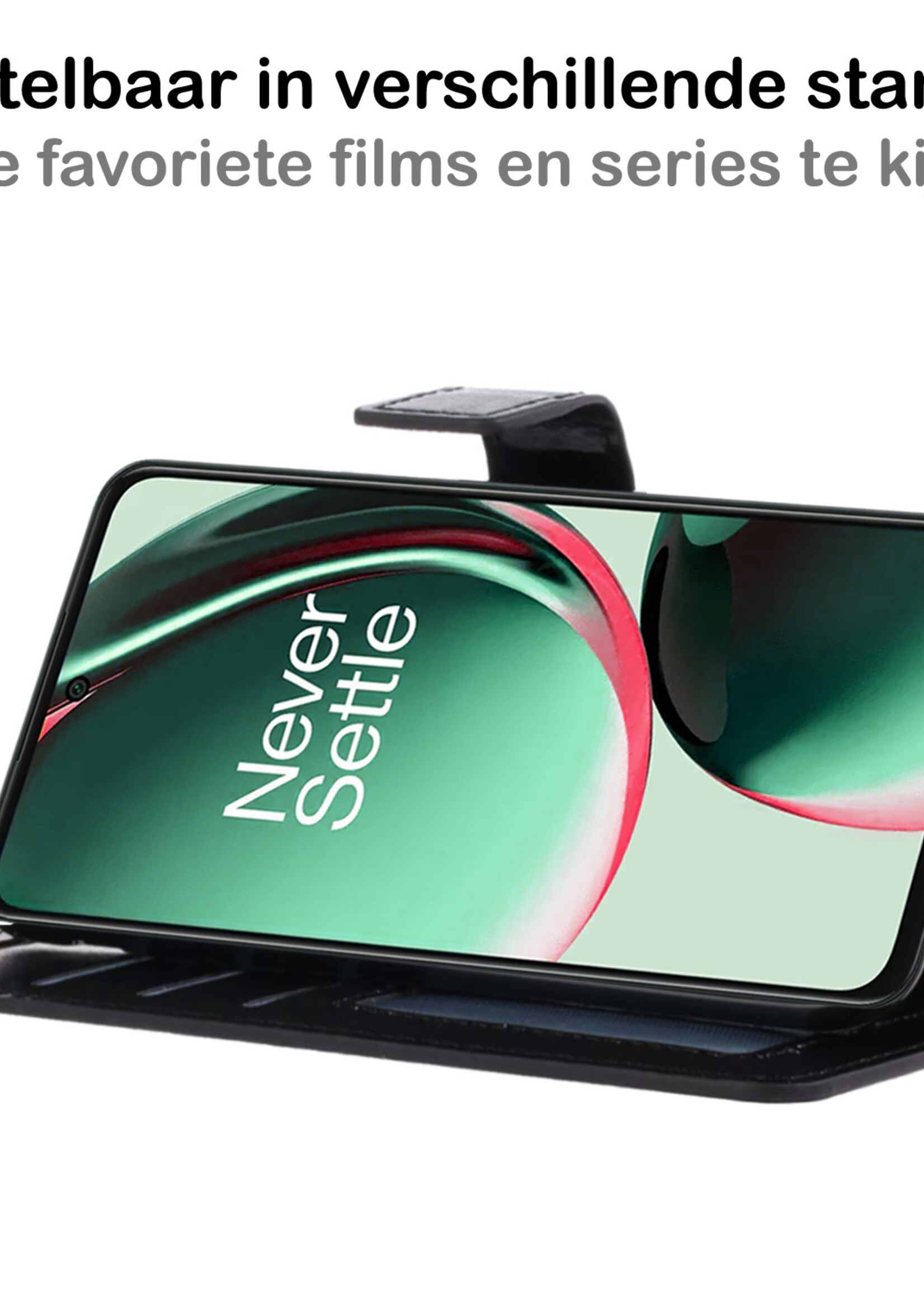 BTH Hoesje Geschikt voor OnePlus Nord CE 3 Lite Hoesje Book Case Hoes Portemonnee Cover Walletcase Met Screenprotector - Hoes Geschikt voor OnePlus Nord CE 3 Lite Hoes Bookcase Hoesje - Zwart