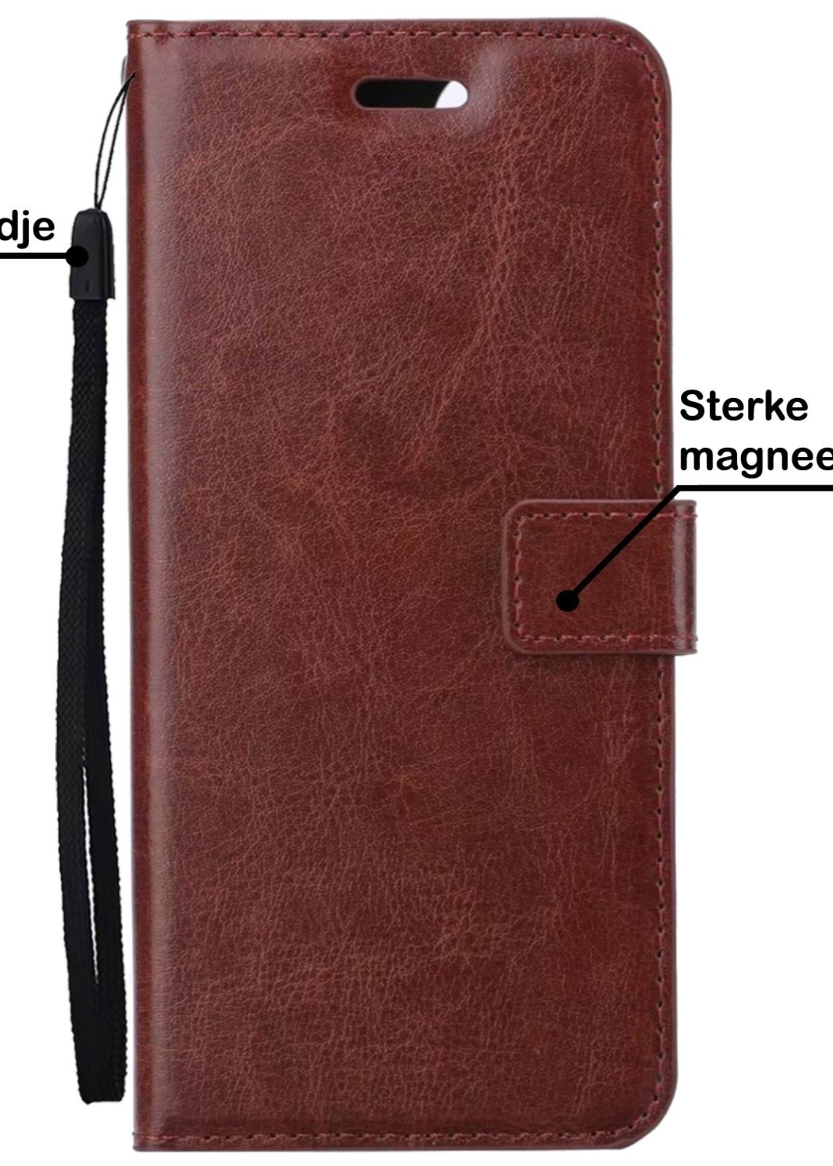 BTH Hoesje Geschikt voor OnePlus Nord CE 3 Lite Hoesje Book Case Hoes Portemonnee Cover Walletcase Met 2x Screenprotector - Hoes Geschikt voor OnePlus Nord CE 3 Lite Hoes Bookcase Hoesje - Bruin