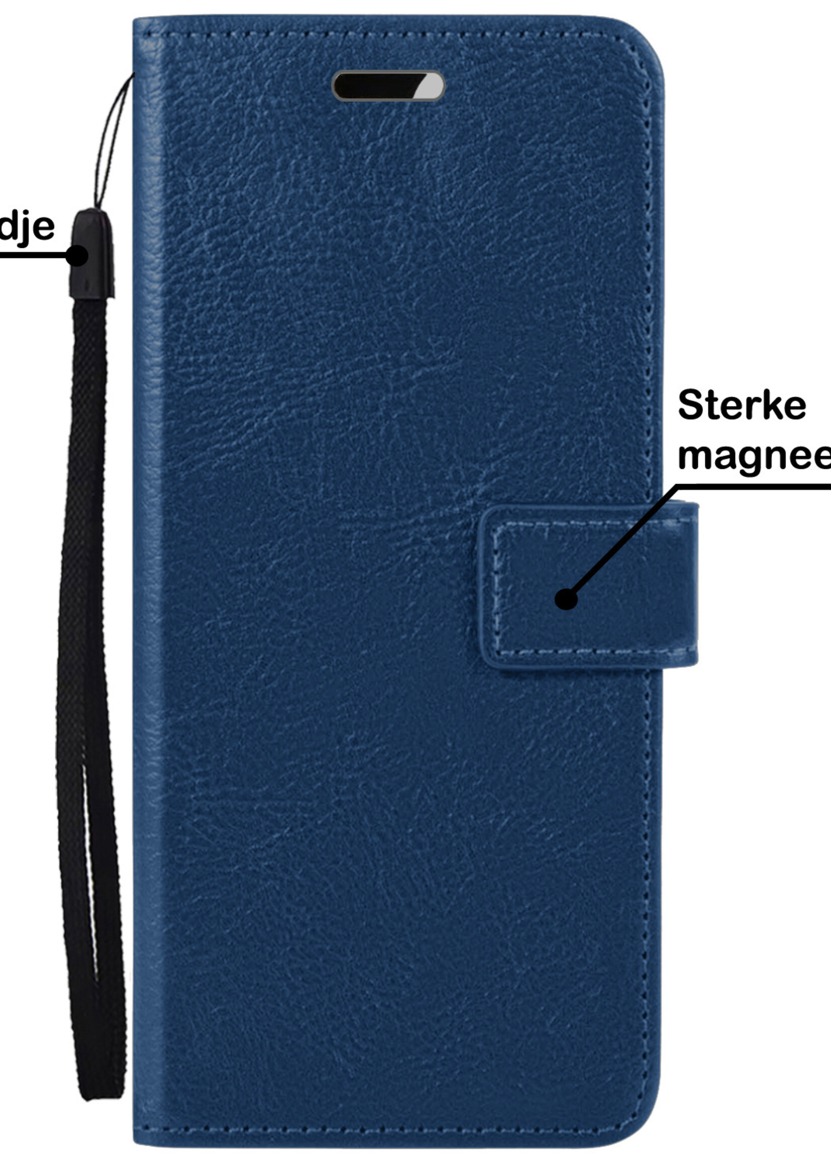 BTH Hoesje Geschikt voor OnePlus Nord CE 3 Lite Hoesje Book Case Hoes Portemonnee Cover Walletcase Met 2x Screenprotector - Hoes Geschikt voor OnePlus Nord CE 3 Lite Hoes Bookcase Hoesje - Donkerblauw