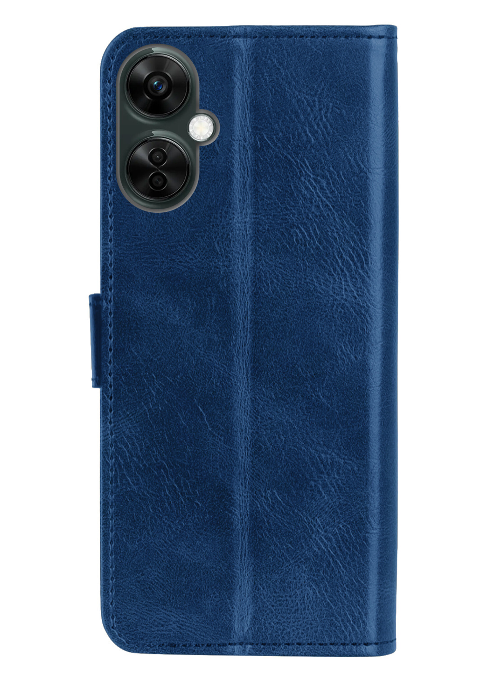 BTH Hoesje Geschikt voor OnePlus Nord CE 3 Lite Hoesje Book Case Hoes Portemonnee Cover Walletcase Met 2x Screenprotector - Hoes Geschikt voor OnePlus Nord CE 3 Lite Hoes Bookcase Hoesje - Donkerblauw