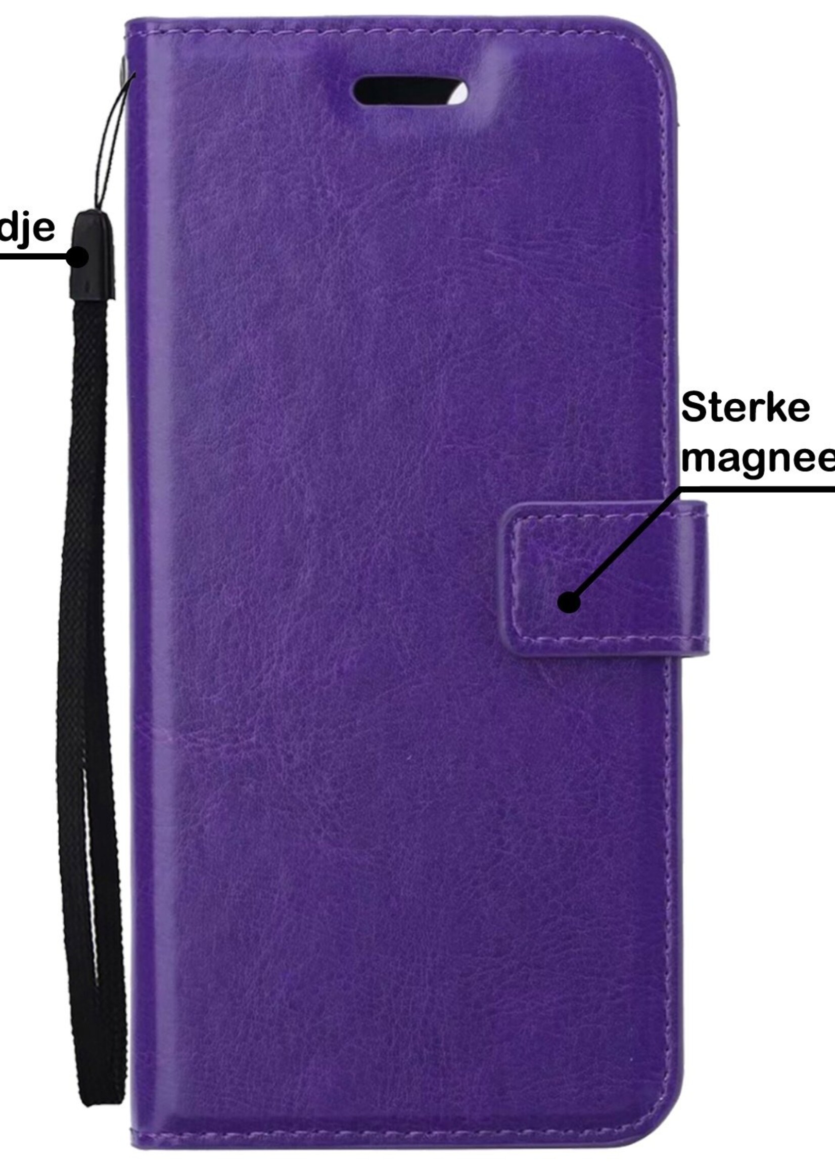 BTH Hoesje Geschikt voor OnePlus Nord CE 3 Lite Hoesje Book Case Hoes Portemonnee Cover Walletcase Met 2x Screenprotector - Hoes Geschikt voor OnePlus Nord CE 3 Lite Hoes Bookcase Hoesje - Paars