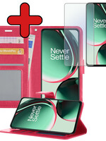 BTH BTH OnePlus Nord CE 3 Lite Hoesje Bookcase Donkerroze Met Screenprotector