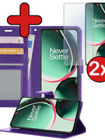 BTH BTH OnePlus Nord CE 3 Lite Hoesje Bookcase Paars Met 2x Screenprotector