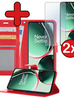 BTH BTH OnePlus Nord CE 3 Lite Hoesje Bookcase Rood Met 2x Screenprotector