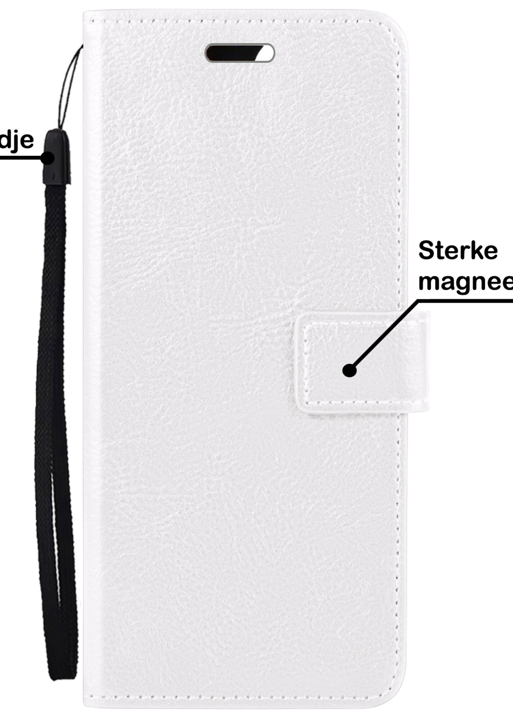 BTH Hoesje Geschikt voor OnePlus Nord CE 3 Lite Hoesje Book Case Hoes Portemonnee Cover Walletcase Met 2x Screenprotector - Hoes Geschikt voor OnePlus Nord CE 3 Lite Hoes Bookcase Hoesje - Wit