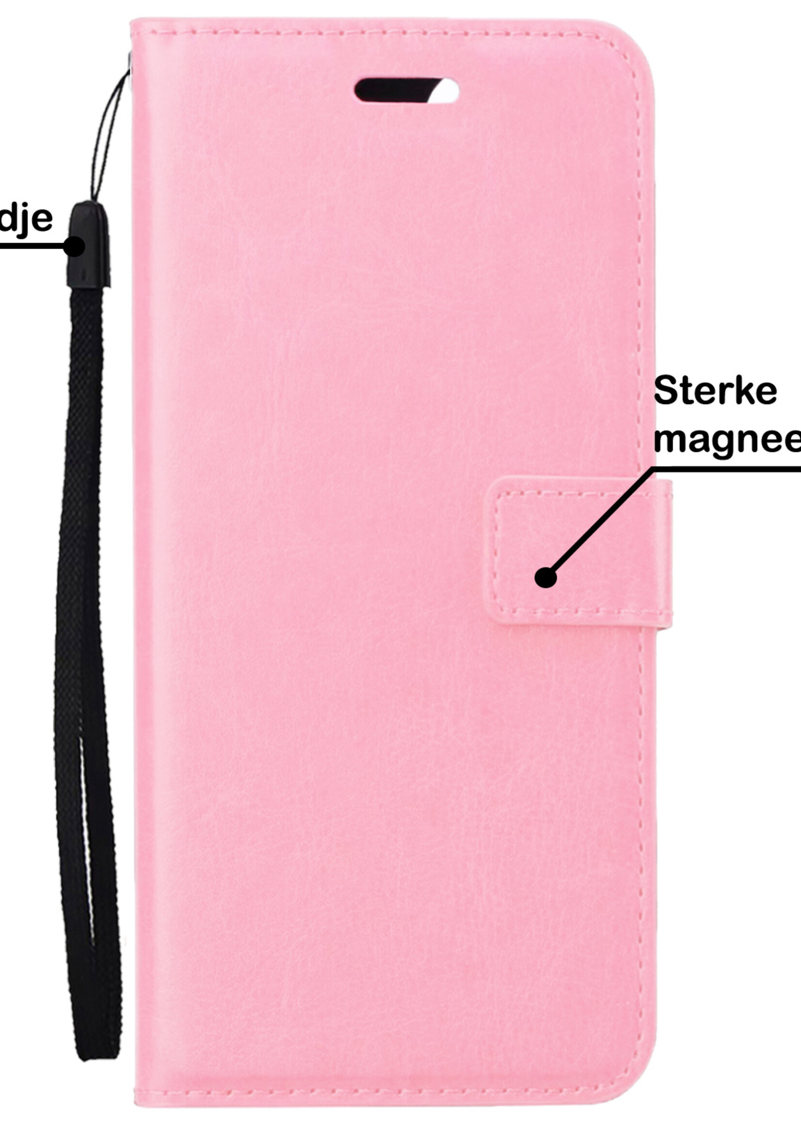 BTH Hoesje Geschikt voor OnePlus Nord CE 3 Lite Hoesje Book Case Hoes Portemonnee Cover Walletcase Met 2x Screenprotector - Hoes Geschikt voor OnePlus Nord CE 3 Lite Hoes Bookcase Hoesje - Lichtroze