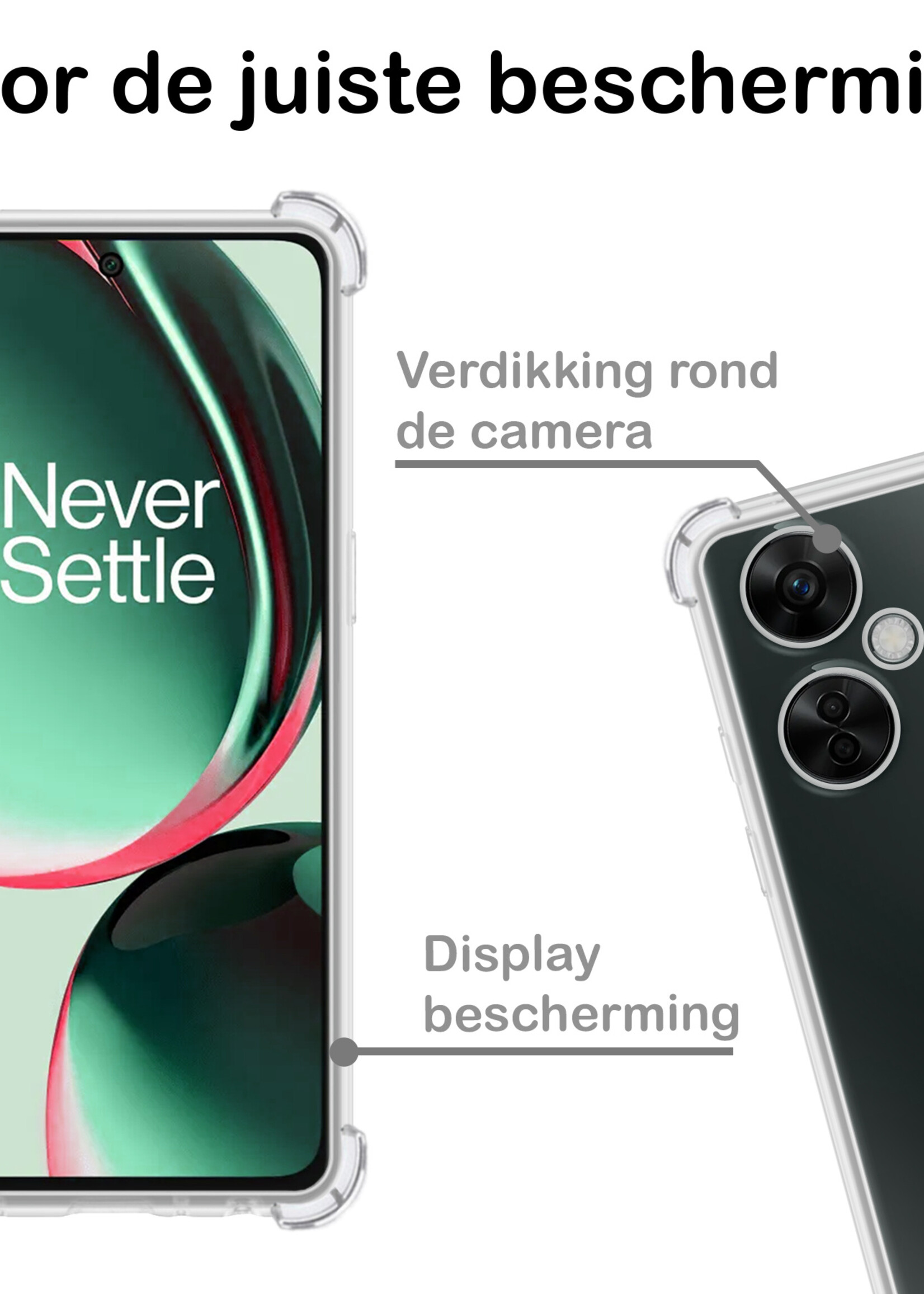 BTH Hoesje Geschikt voor OnePlus Nord CE 3 Lite Hoesje Siliconen Shock Proof Case Hoes - Hoes Geschikt voor OnePlus Nord CE 3 Lite Hoes Cover Case Shockproof - Transparant