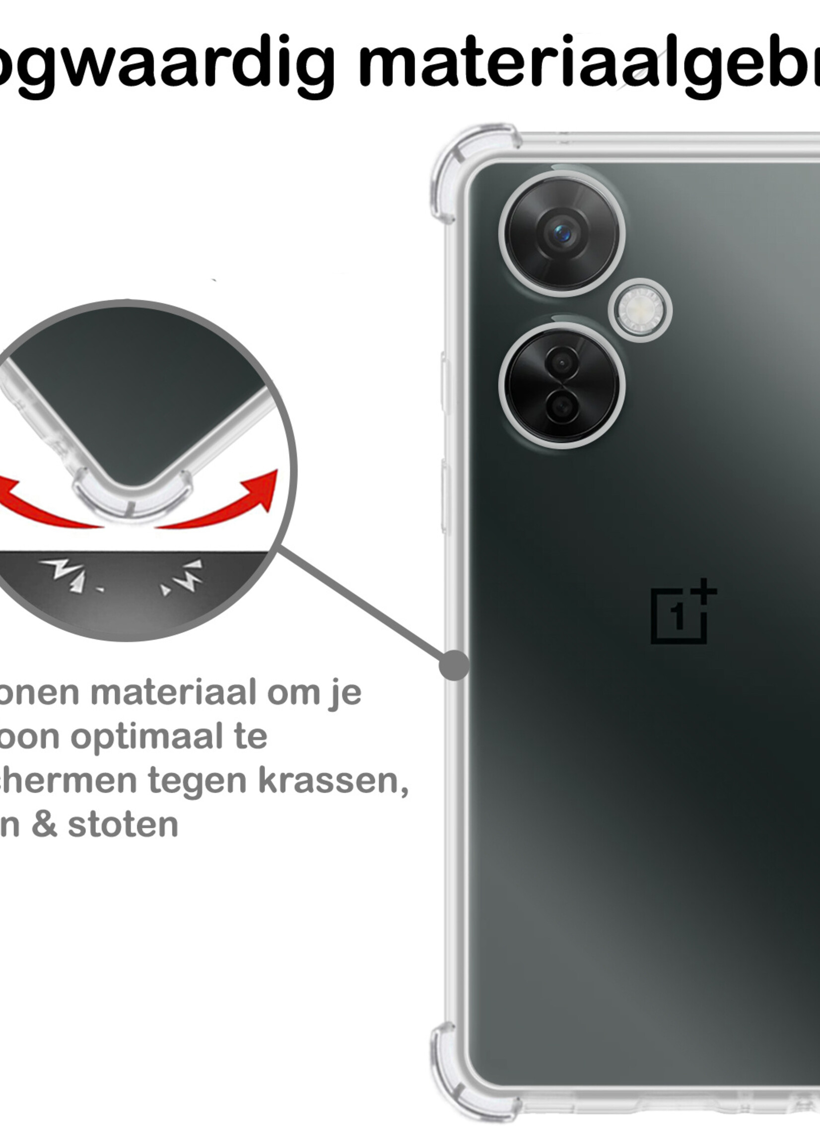 BTH Hoesje Geschikt voor OnePlus Nord CE 3 Lite Hoesje Siliconen Shock Proof Case Hoes - Hoes Geschikt voor OnePlus Nord CE 3 Lite Hoes Cover Case Shockproof - Transparant