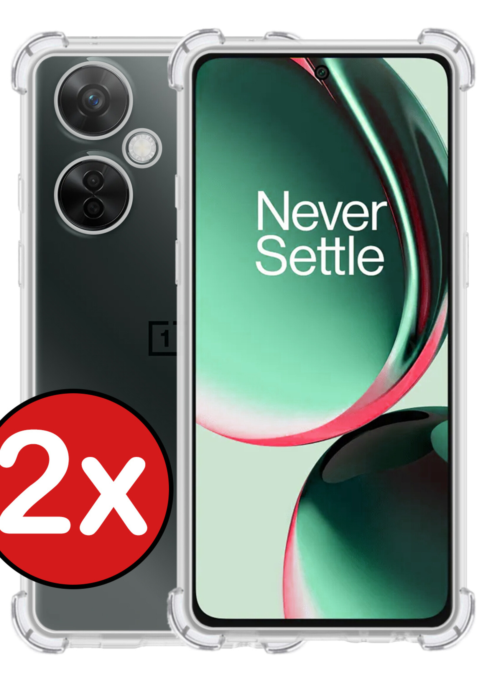 BTH Hoesje Geschikt voor OnePlus Nord CE 3 Lite Hoesje Siliconen Shock Proof Case Hoes - Hoes Geschikt voor OnePlus Nord CE 3 Lite Hoes Cover Case Shockproof - Transparant - 2 PACK