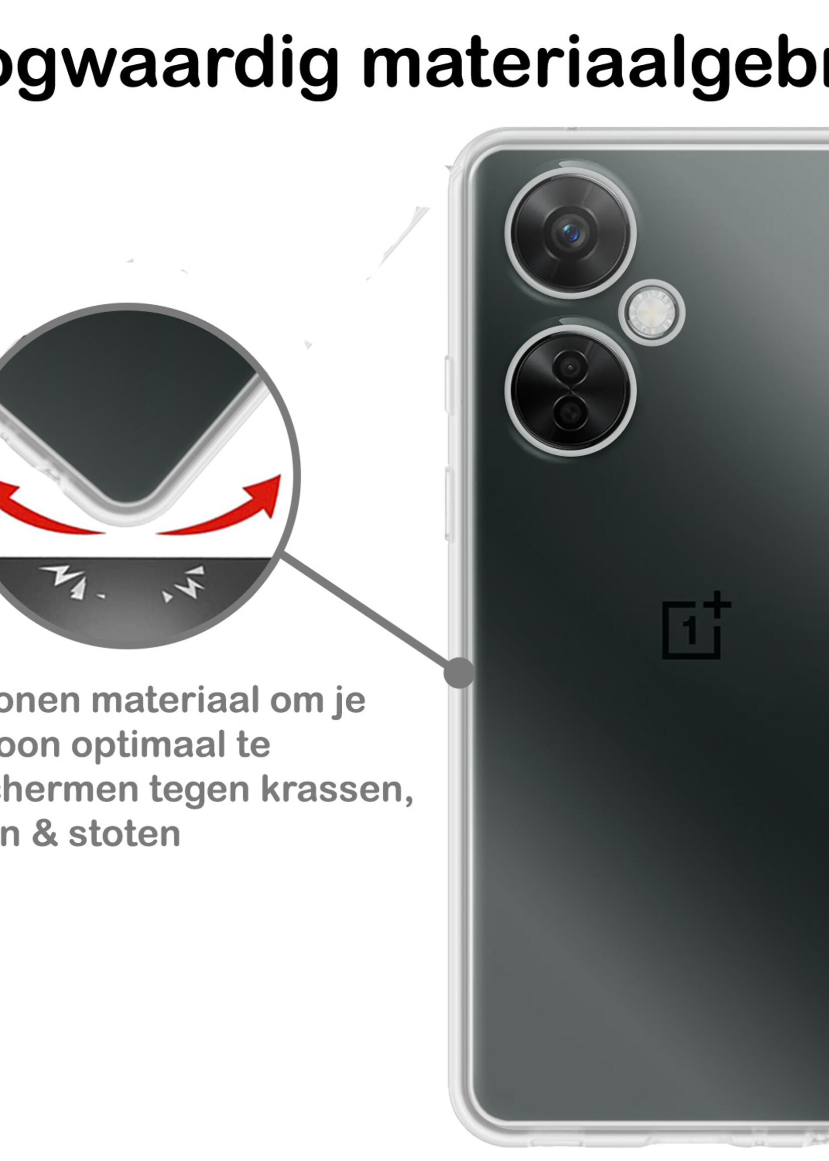 BTH Hoesje Geschikt voor OnePlus Nord CE 3 Lite Hoesje Siliconen Case Hoes - Hoes Geschikt voor OnePlus Nord CE 3 Lite Hoes Cover Case - Transparant