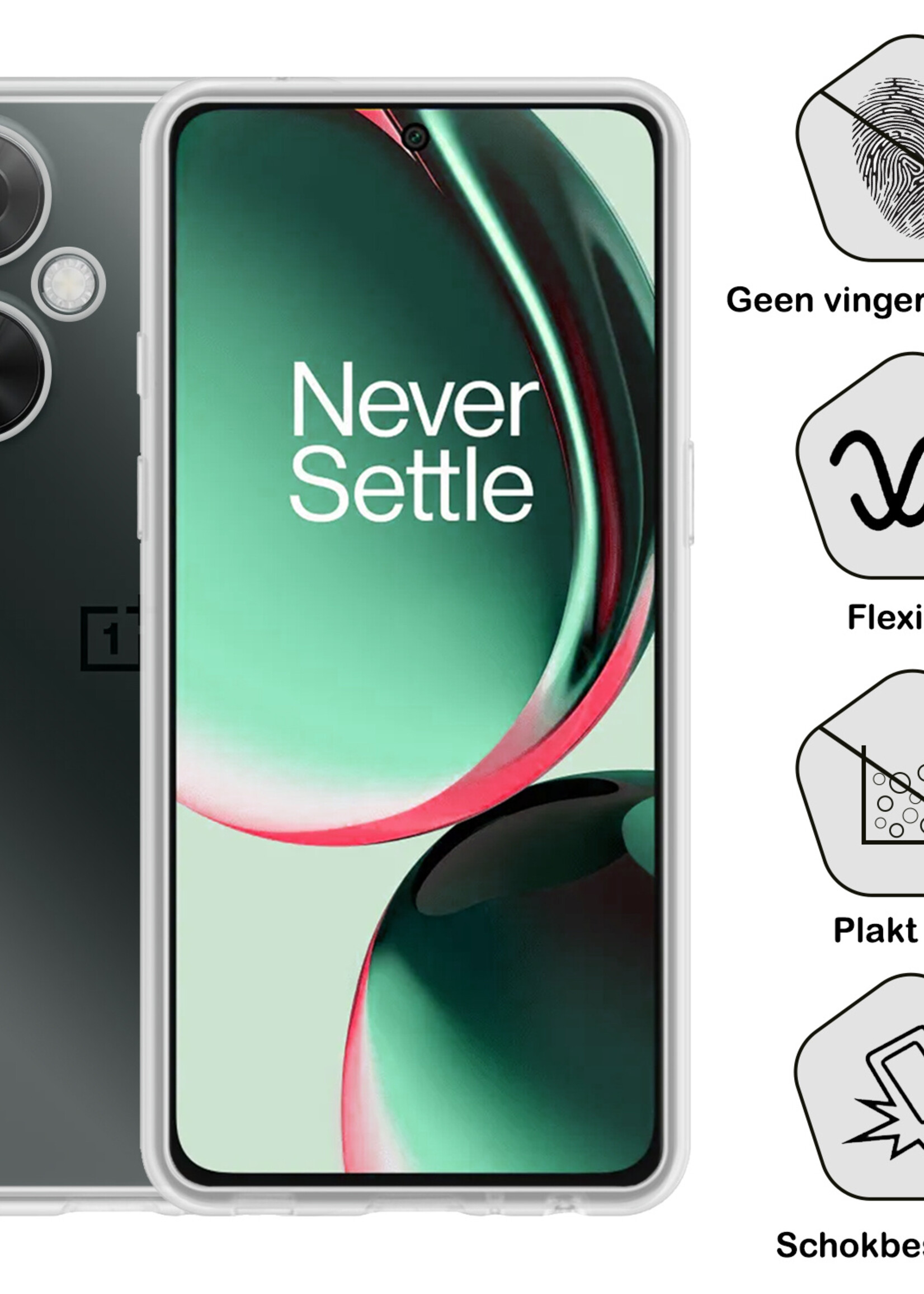 BTH Hoesje Geschikt voor OnePlus Nord CE 3 Lite Hoesje Siliconen Case Hoes Met Screenprotector - Hoes Geschikt voor OnePlus Nord CE 3 Lite Hoes Cover Case - Transparant