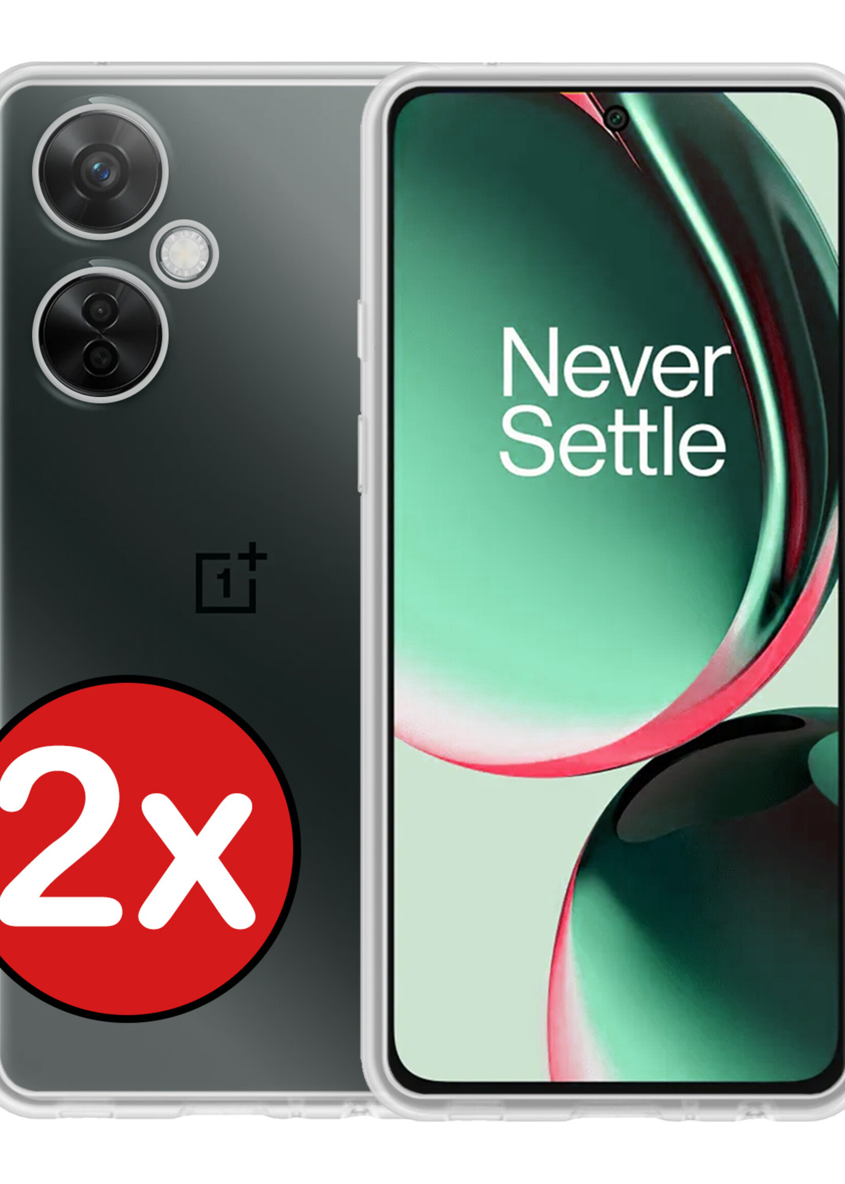 BTH Hoesje Geschikt voor OnePlus Nord CE 3 Lite Hoesje Siliconen Case Hoes - Hoes Geschikt voor OnePlus Nord CE 3 Lite Hoes Cover Case - Transparant - 2 PACK