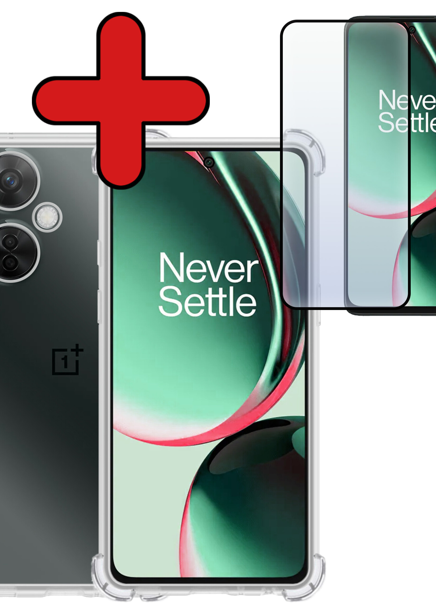 BTH Hoesje Geschikt voor OnePlus Nord CE 3 Lite Hoesje Siliconen Shock Proof Case Hoes Met Screenprotector - Hoes Geschikt voor OnePlus Nord CE 3 Lite Hoes Cover Case Shockproof - Transparant