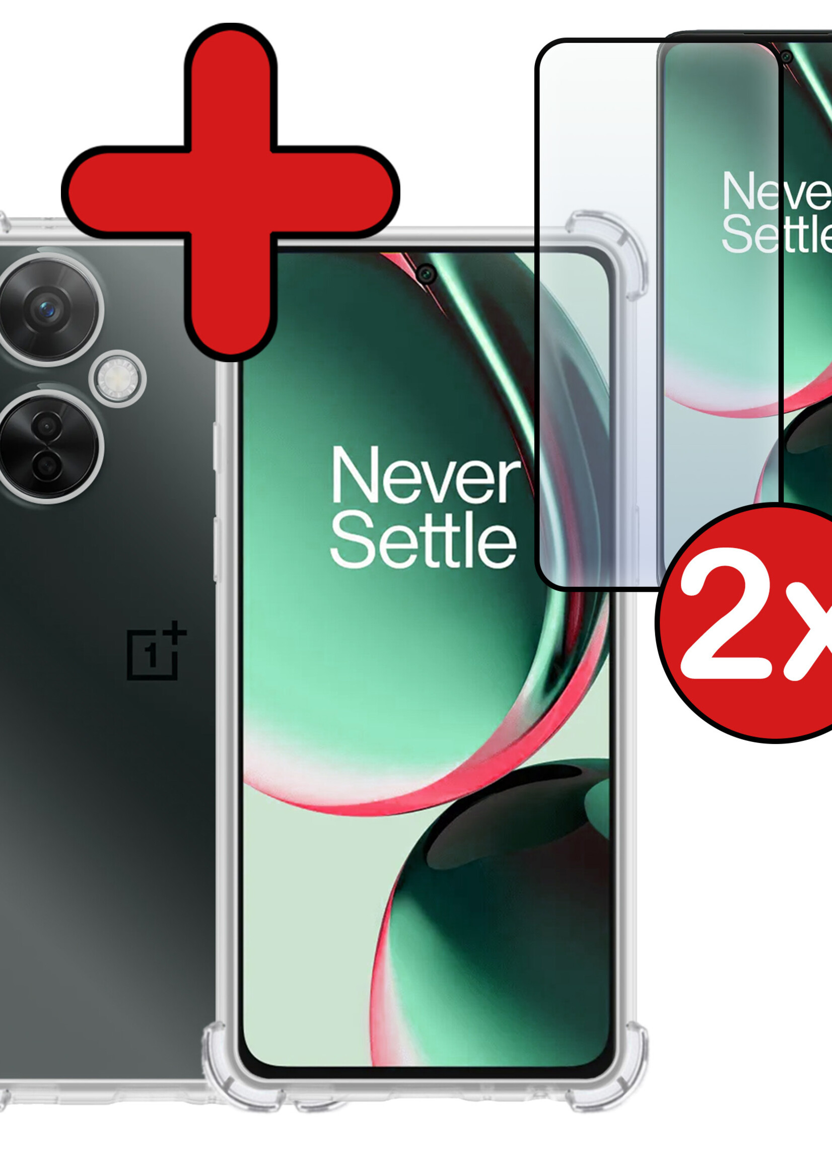 BTH Hoesje Geschikt voor OnePlus Nord CE 3 Lite Hoesje Siliconen Shock Proof Case Hoes Met 2x Screenprotector - Hoes Geschikt voor OnePlus Nord CE 3 Lite Hoes Cover Case Shockproof - Transparant