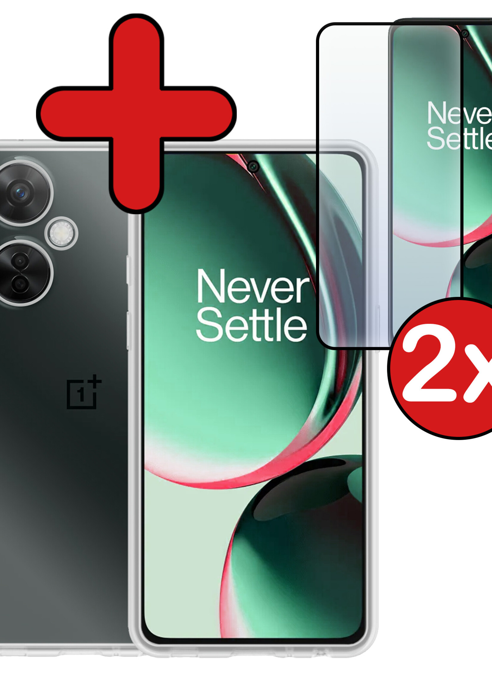 BTH Hoesje Geschikt voor OnePlus Nord CE 3 Lite Hoesje Siliconen Case Hoes Met 2x Screenprotector - Hoes Geschikt voor OnePlus Nord CE 3 Lite Hoes Cover Case - Transparant