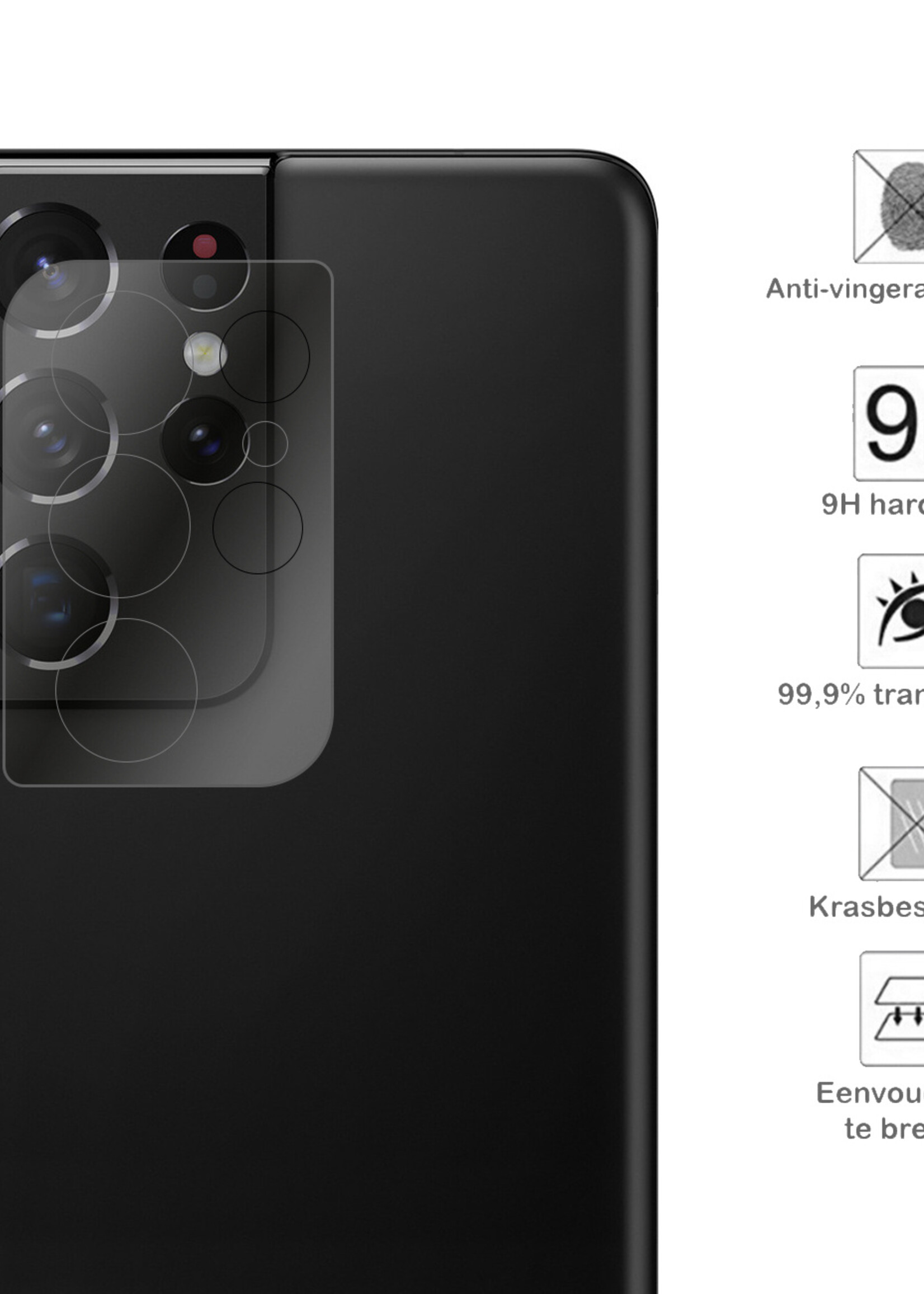 BTH Screenprotector Geschikt voor Samsung S21 Ultra Camera Lens Screenprotector Glas - Screenprotector Geschikt voor Samsung Galaxy S21 Ultra Screenprotector Camera Protector Gehard Glas - 3 PACK