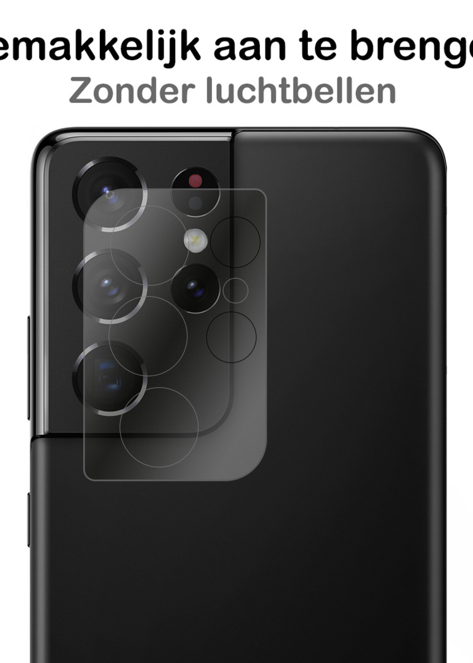BTH Screenprotector Geschikt voor Samsung S21 Ultra Camera Lens Screenprotector Glas - Screenprotector Geschikt voor Samsung Galaxy S21 Ultra Screenprotector Camera Protector Gehard Glas - 3 PACK
