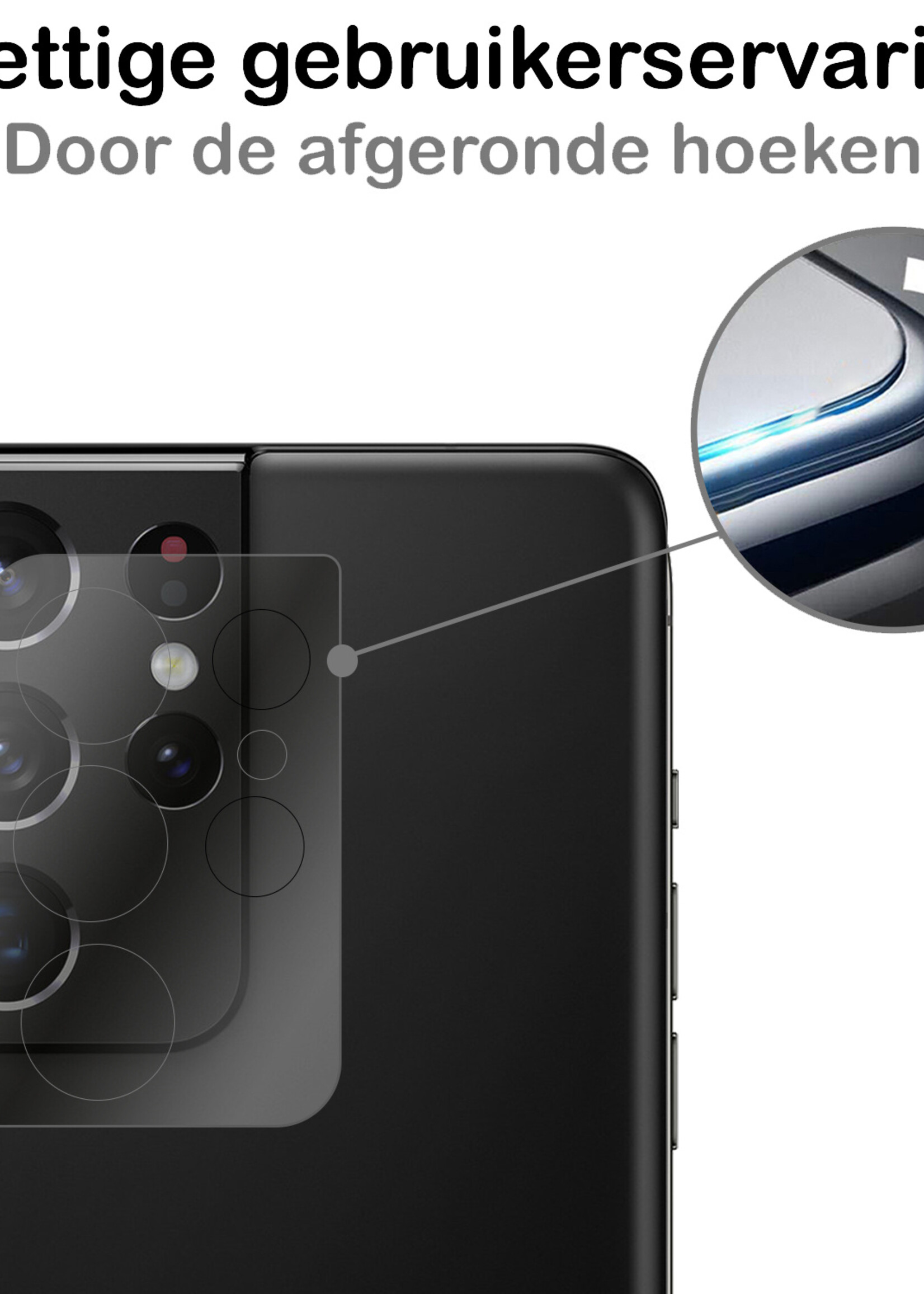 BTH Screenprotector Geschikt voor Samsung S21 Ultra Camera Lens Screenprotector Glas - Screenprotector Geschikt voor Samsung Galaxy S21 Ultra Screenprotector Camera Protector Gehard Glas - 3 PACK