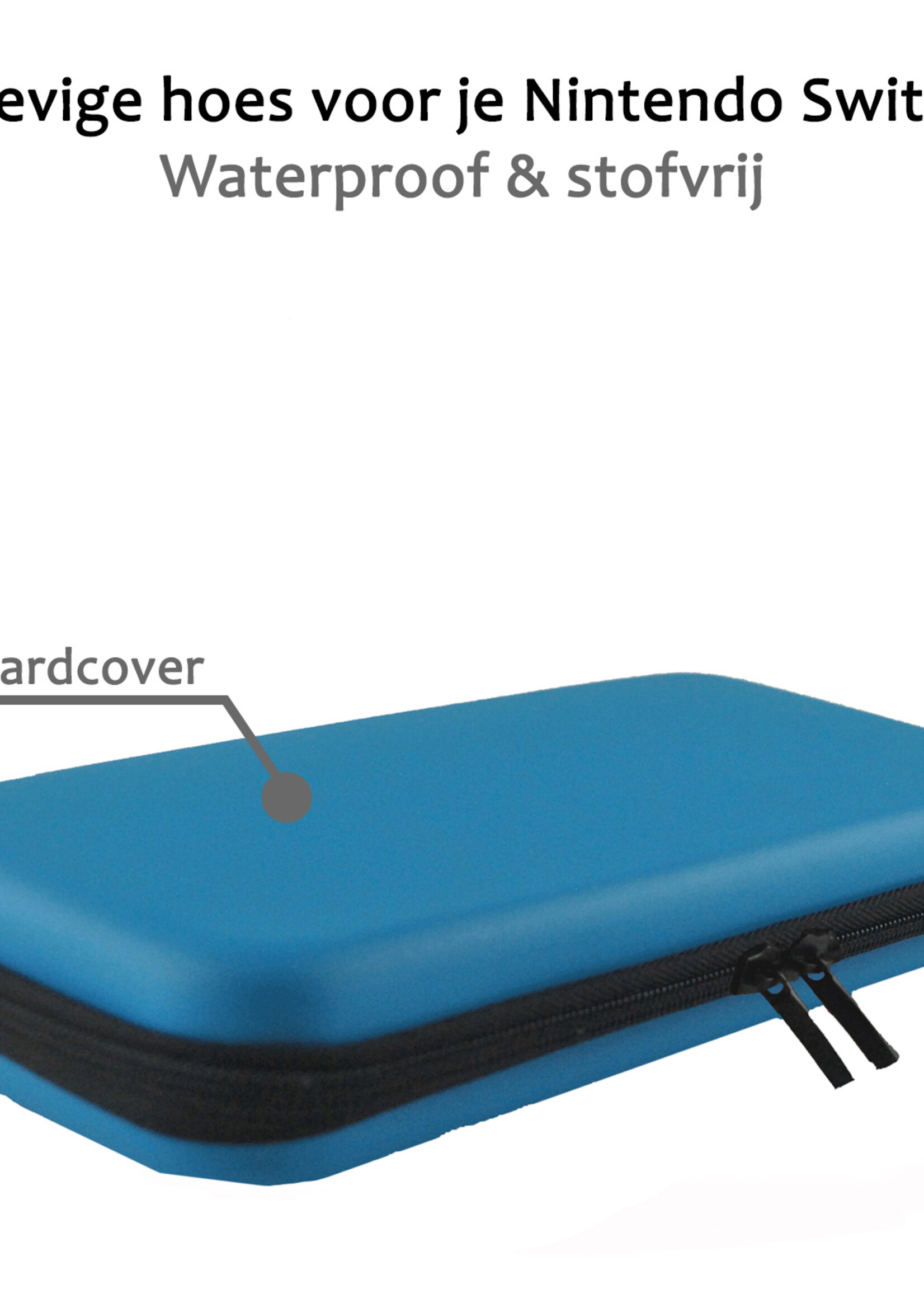 BTH Hoes Geschikt voor Nintendo Switch Case Hard Cover Bescherm Hoesje Koord Met Screenprotector - Case Geschikt voor Nintendo Switch Hoes - Blauw