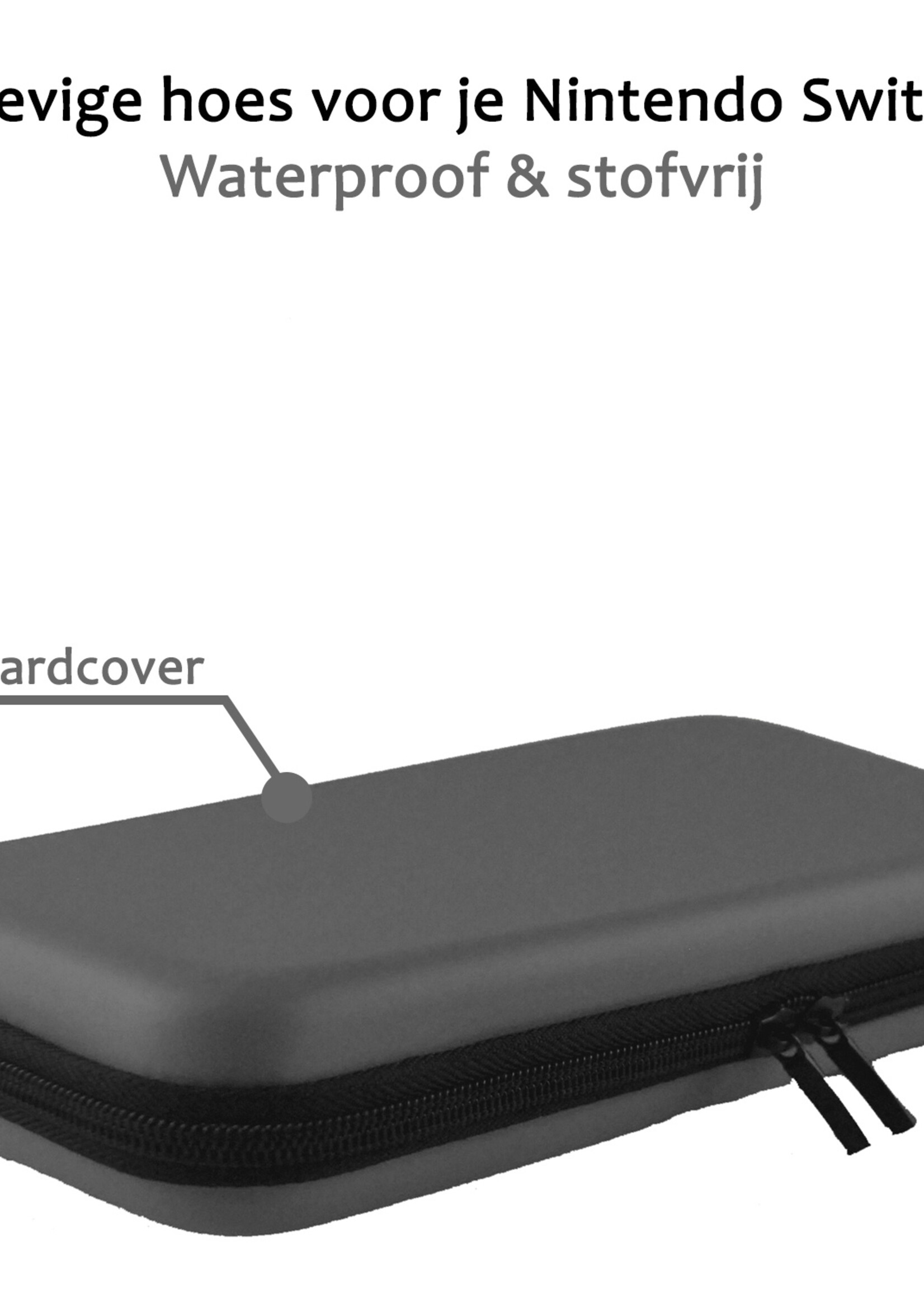 BTH Hoes Geschikt voor Nintendo Switch Case Hard Cover Bescherm Hoesje Koord Met Screenprotector - Case Geschikt voor Nintendo Switch Hoes - Grijs