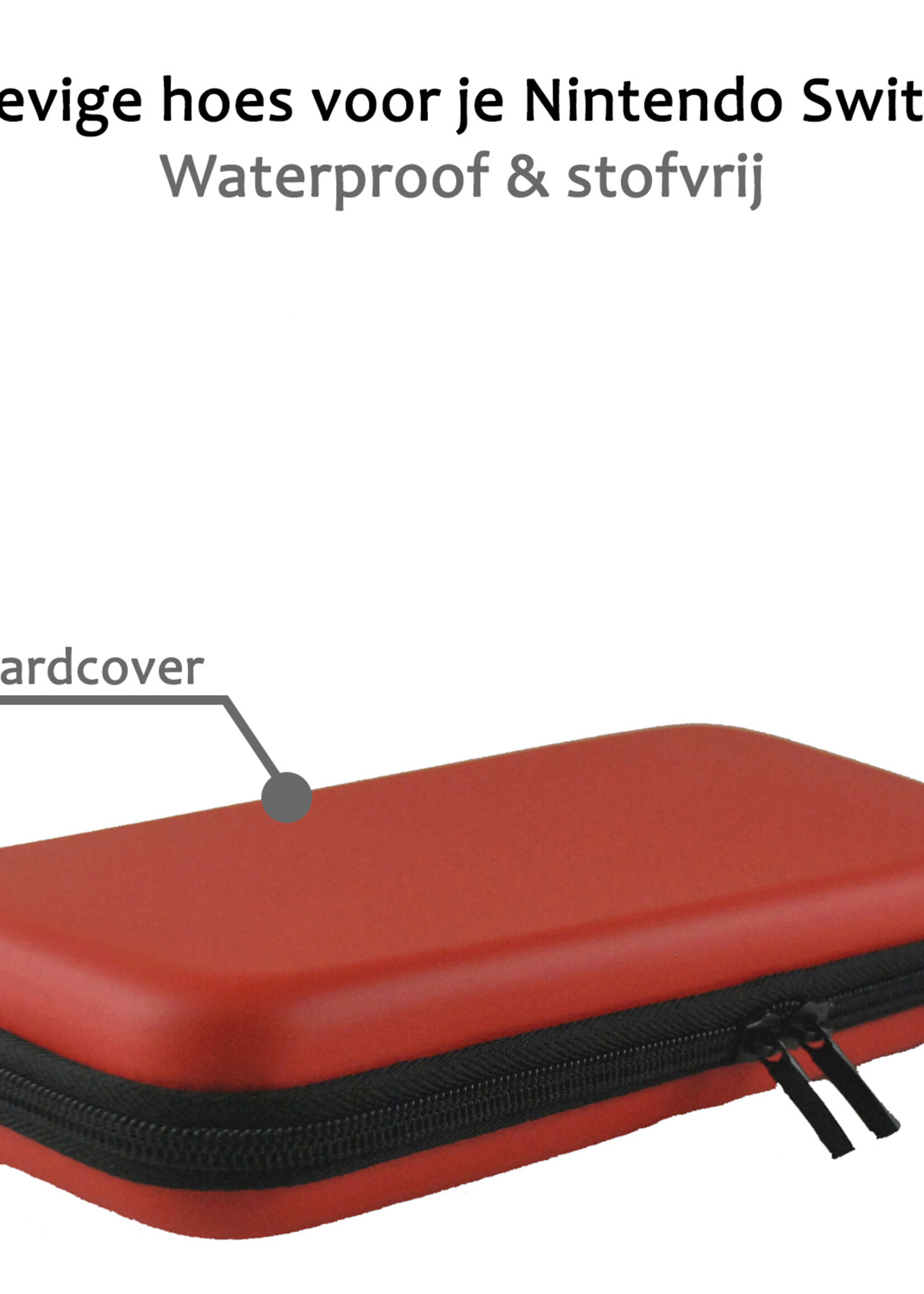 BTH Hoes Geschikt voor Nintendo Switch Case Hard Cover Bescherm Hoesje Koord Met Screenprotector - Case Geschikt voor Nintendo Switch Hoes - Rood