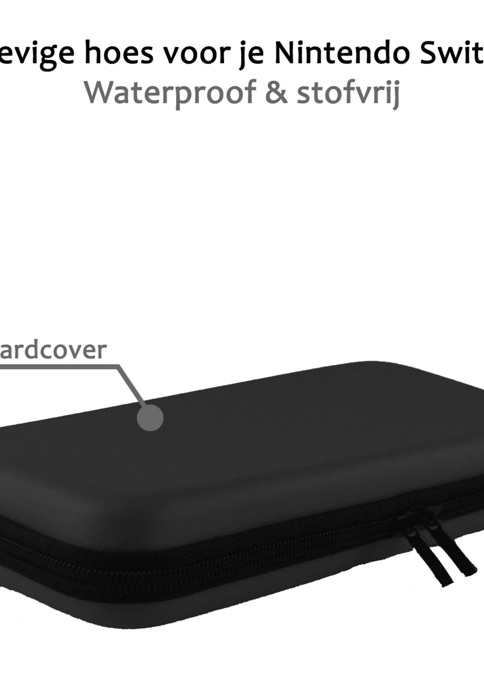 BTH Hoes Geschikt voor Nintendo Switch Case Hard Cover Bescherm Hoesje Koord Met Screenprotector - Case Geschikt voor Nintendo Switch Hoes - Zwart