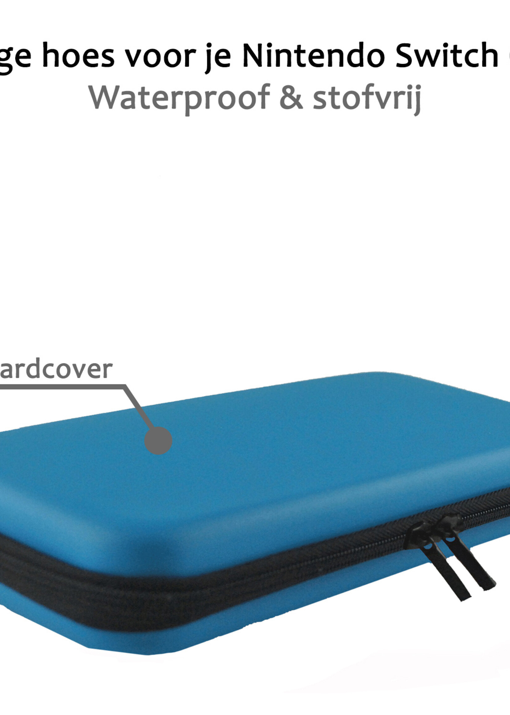 BTH Hoes Geschikt voor Nintendo Switch OLED Case Hard Cover Bescherm Hoesje Koord Met Screenprotector - Case Geschikt voor Nintendo Switch OLED Hoes - Blauw