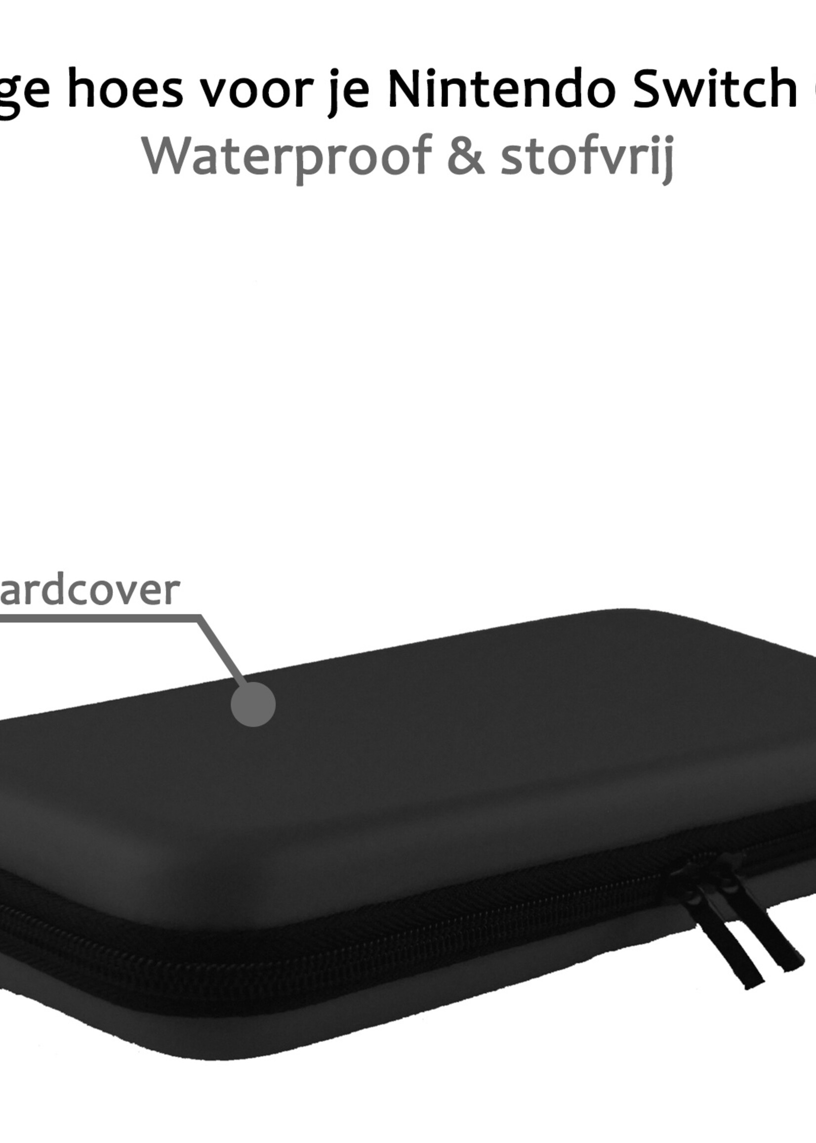BTH Hoes Geschikt voor Nintendo Switch OLED Case Hard Cover Bescherm Hoesje Koord Met Screenprotector - Case Geschikt voor Nintendo Switch OLED Hoes - Zwart