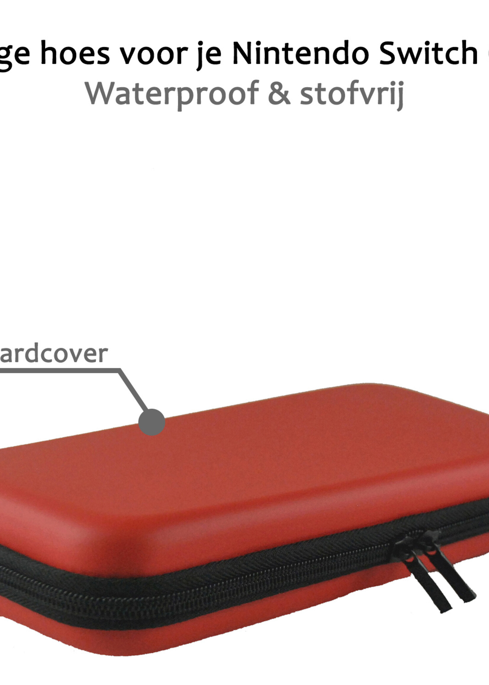BTH Hoes Geschikt voor Nintendo Switch OLED Case Hard Cover Bescherm Hoesje Koord Met Screenprotector - Case Geschikt voor Nintendo Switch OLED Hoes - Rood