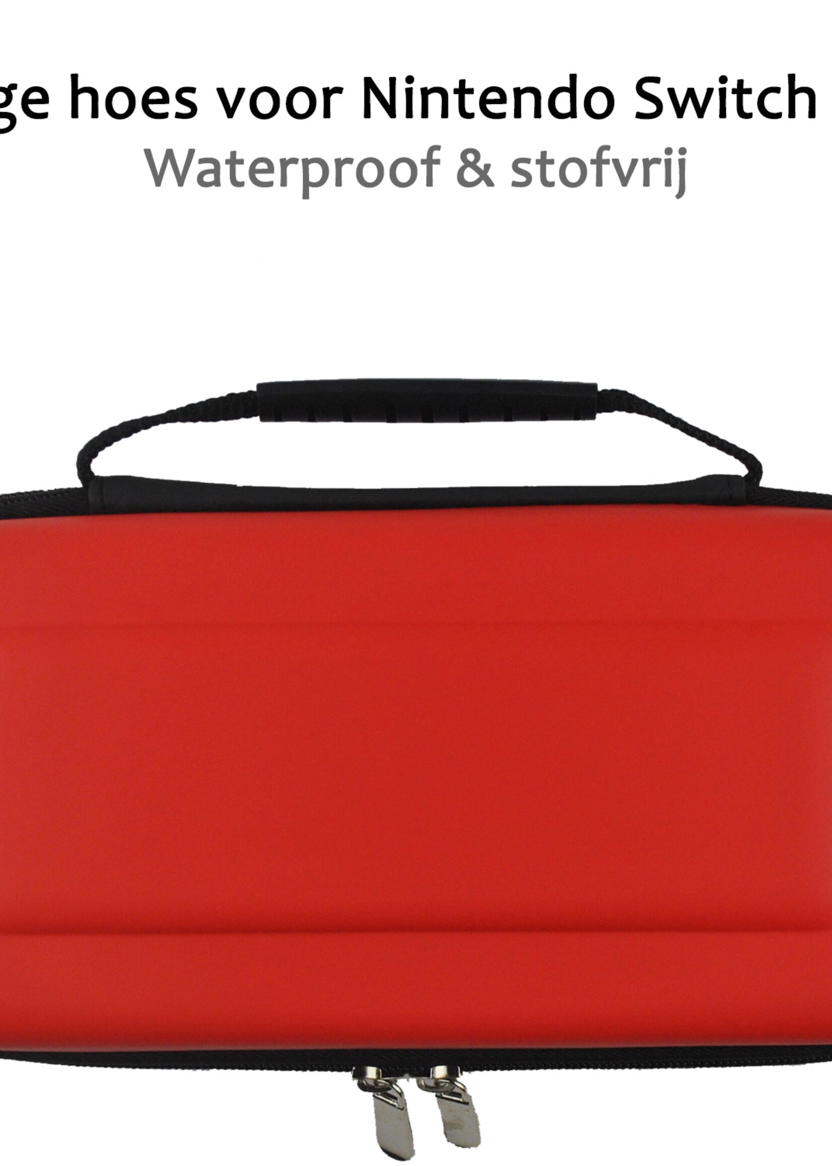 BTH Hoes Geschikt voor Nintendo Switch Case Hard Cover Bescherm Hoesje Met Screenprotector - Case Geschikt voor Nintendo Switch Hoes - Rood