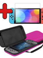 BTH BTH Nintendo Switch OLED Hoesje Handvat Met Screenprotector - Grijs