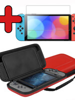 BTH BTH Nintendo Switch OLED Hoesje Handvat Met Screenprotector - Rood