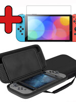 BTH BTH Nintendo Switch OLED Hoesje Handvat Met Screenprotector - Zwart
