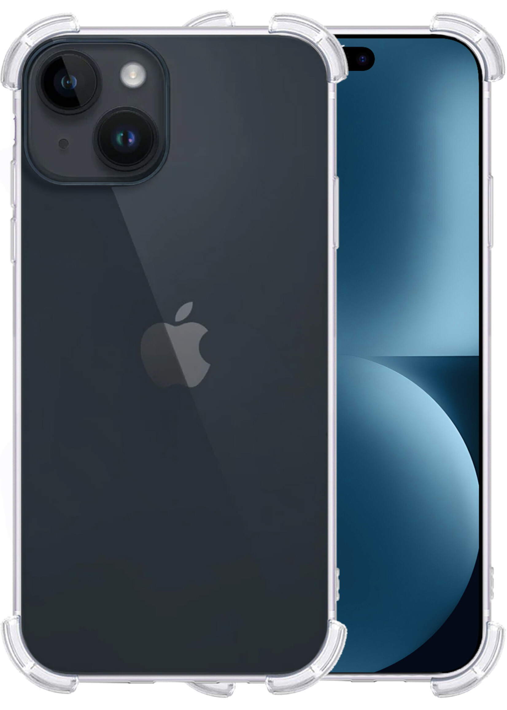 BTH Hoesje Geschikt voor iPhone 15 Hoesje Siliconen Shock Proof Case Hoes - Hoes Geschikt voor iPhone 15 Hoes Cover Case Shockproof - Transparant