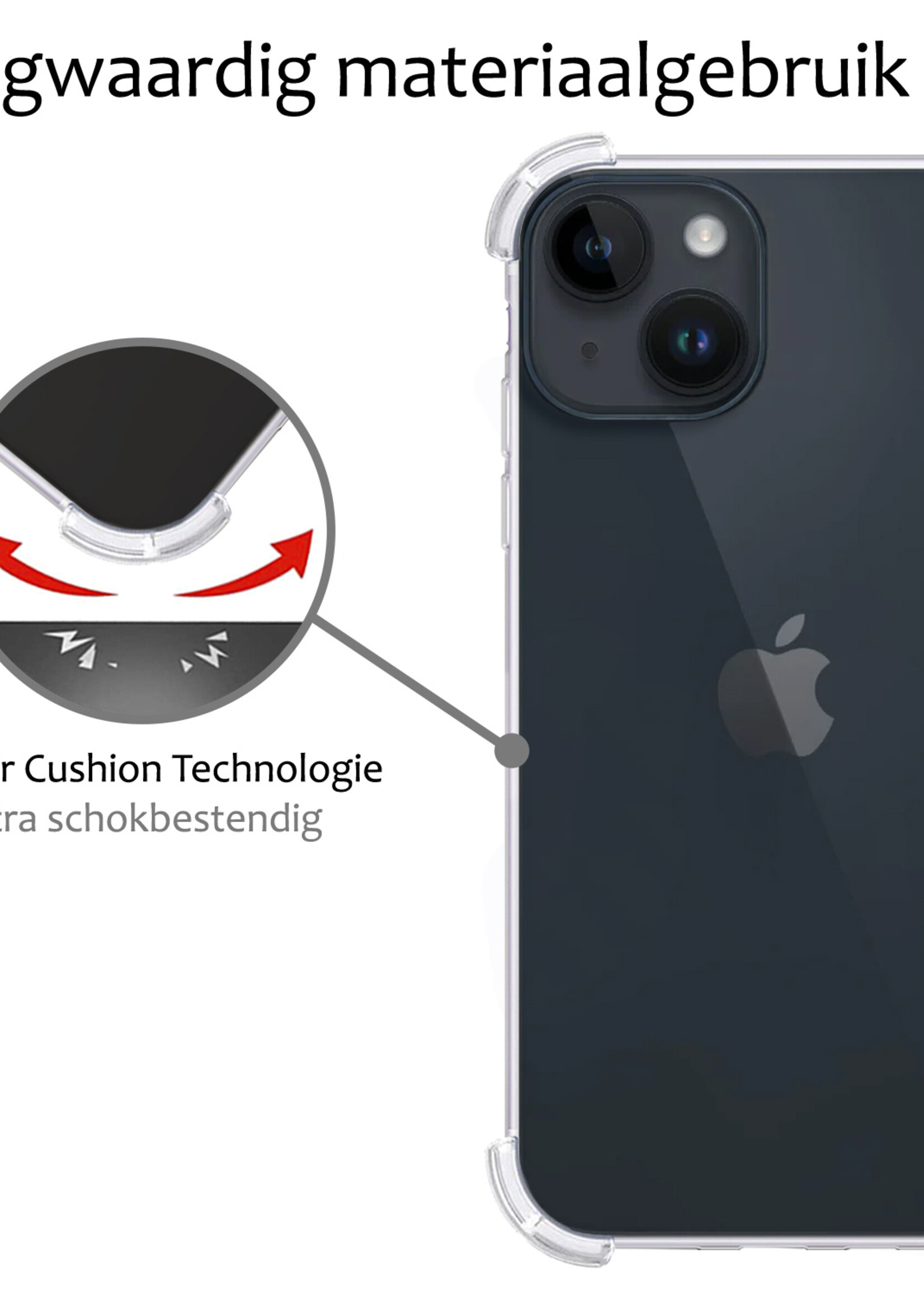 BTH Hoesje Geschikt voor iPhone 15 Hoesje Siliconen Shock Proof Case Hoes - Hoes Geschikt voor iPhone 15 Hoes Cover Case Shockproof - Transparant