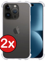 BTH BTH iPhone 15 Pro Hoesje Shockproof - Transparant - 2 PACK