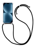 BTH BTH iPhone 15 Plus Hoesje Transparant Shockproof Met Zwart Koord