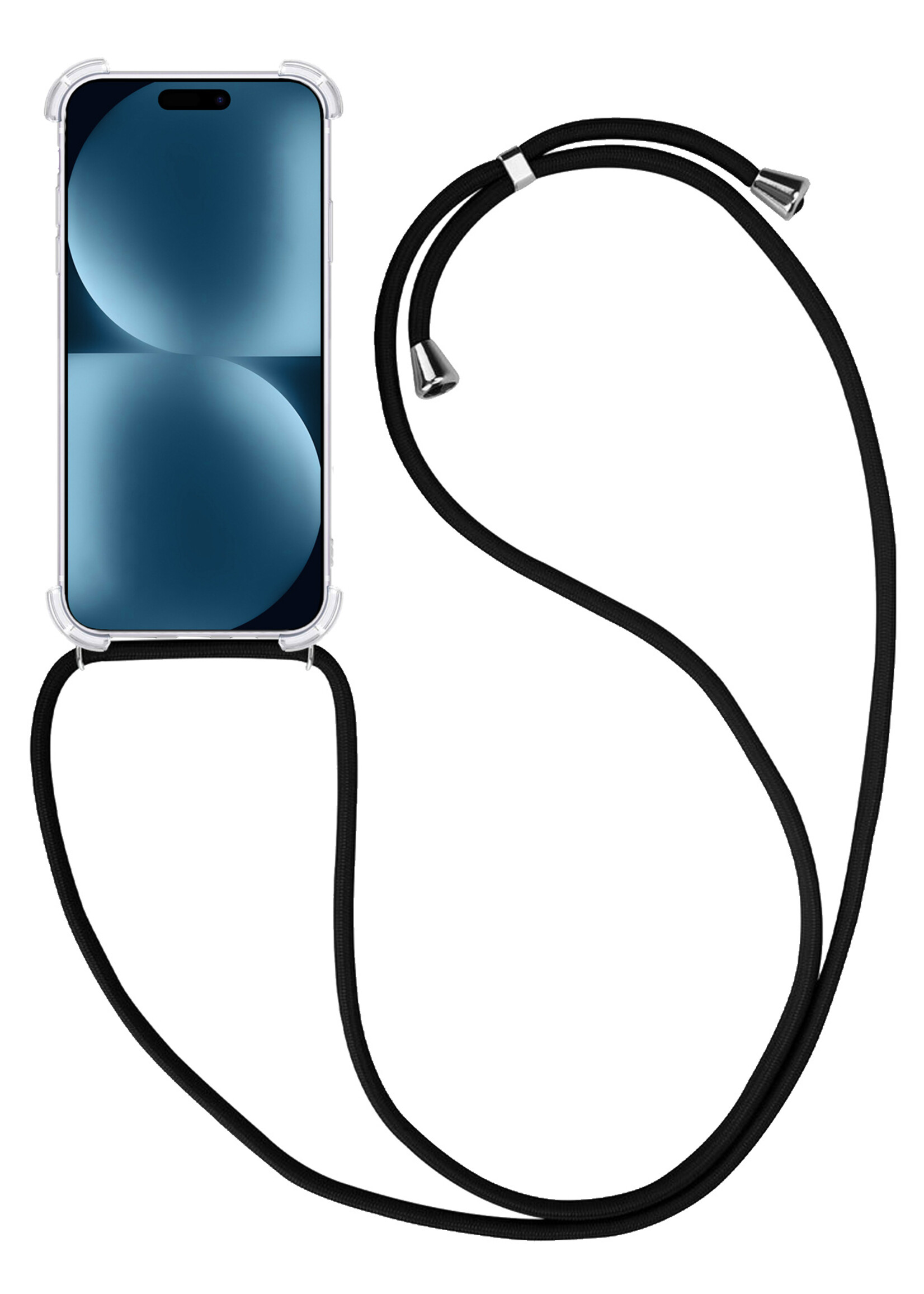 BTH Hoesje Geschikt voor iPhone 15 Plus Hoesje Siliconen Shock Proof Hoesje Met Koord Case Met Telefoonkoord - Hoes Geschikt voor iPhone 15 Plus Hoesje Cover Shockproof Met Koord - Transparant