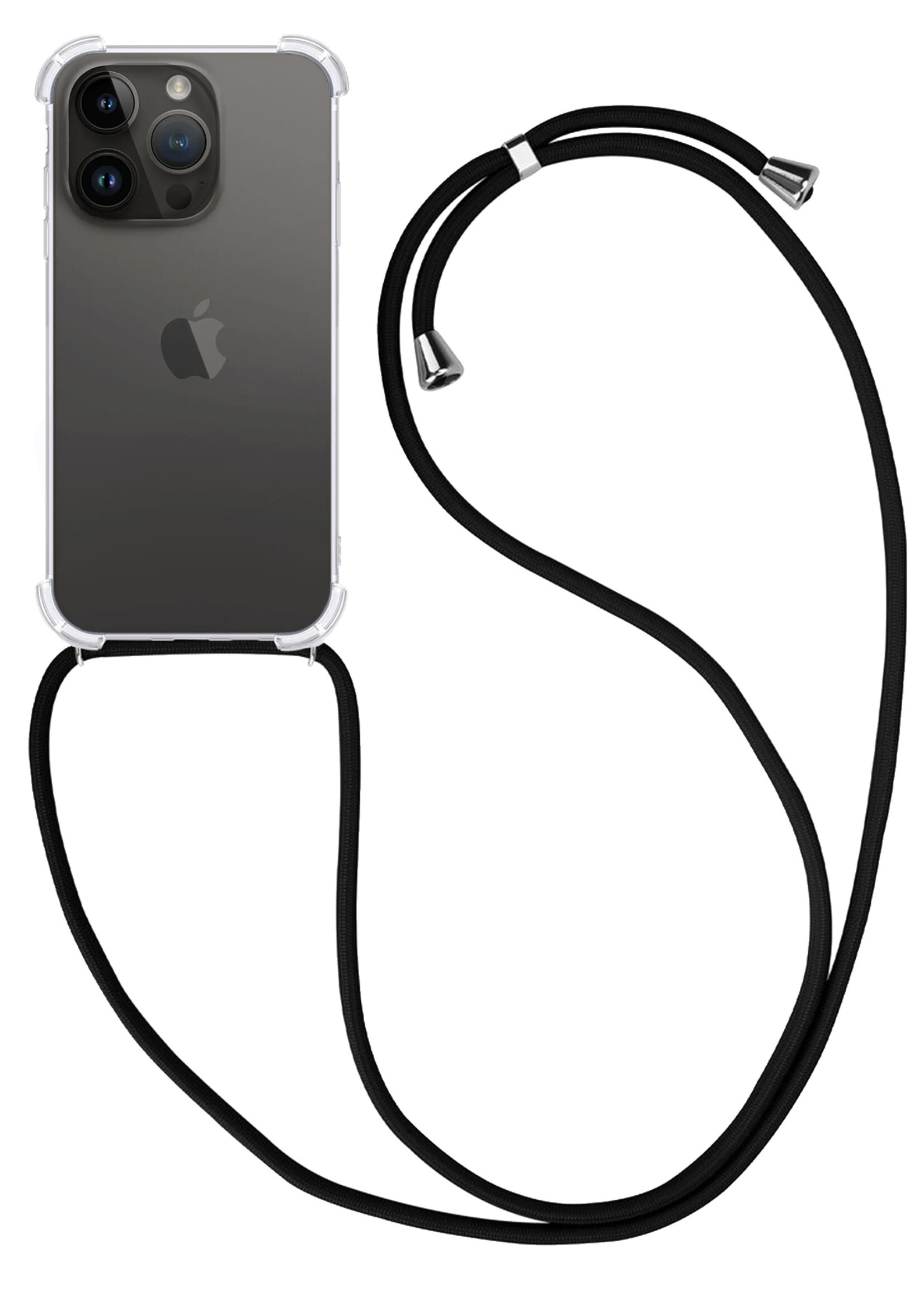 BTH Hoesje Geschikt voor iPhone 15 Pro Max Hoesje Siliconen Shock Proof Hoesje Met Koord Case Met Telefoonkoord - Hoes Geschikt voor iPhone 15 Pro Max Hoesje Cover Shockproof Met Koord - Transparant