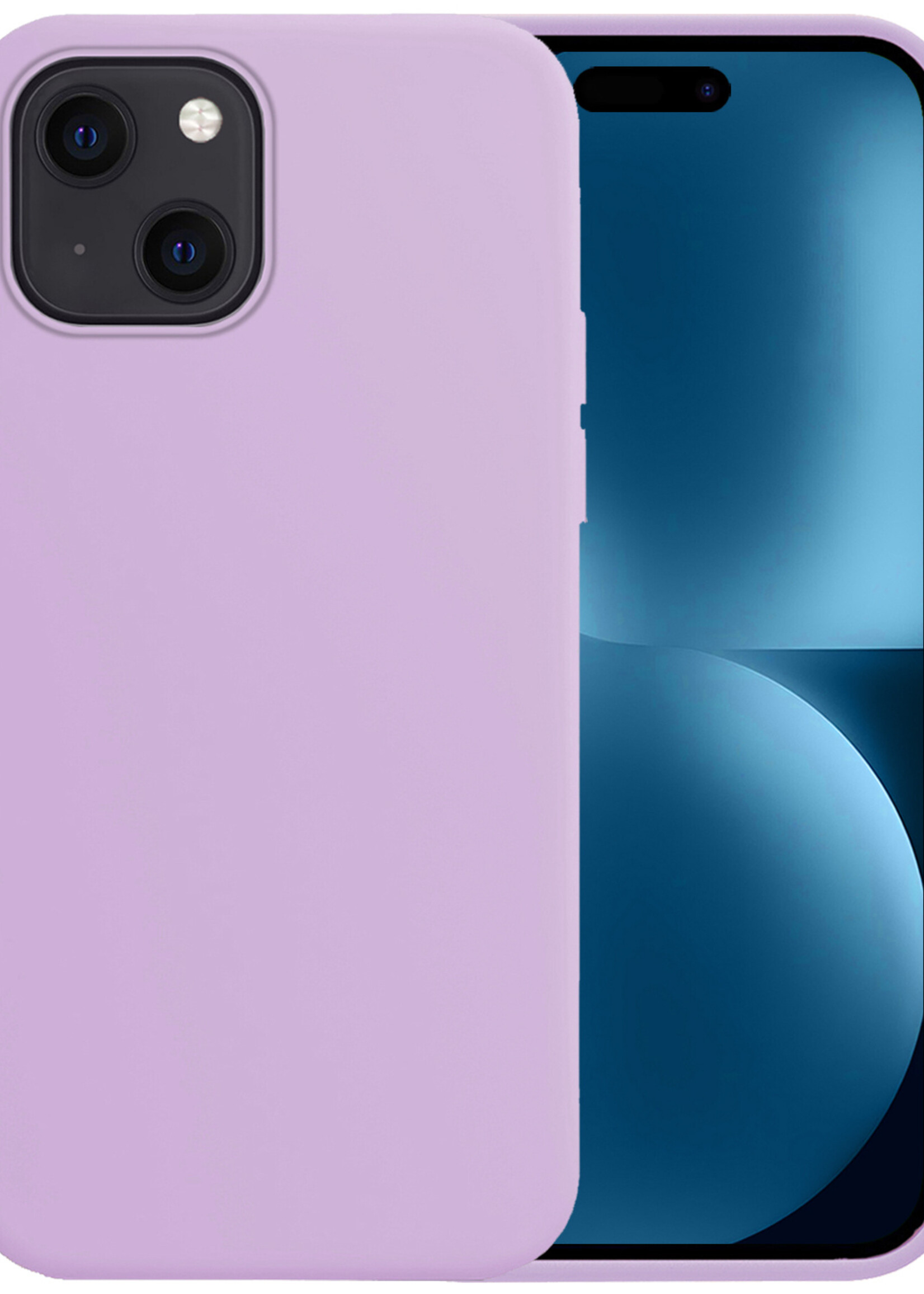 BTH Hoesje Geschikt voor iPhone 15 Hoesje Siliconen Case Hoes - Hoes Geschikt voor iPhone 15 Hoes Cover Case - Lila
