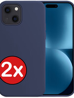 BTH BTH iPhone 15 Hoesje Siliconen - Donkerblauw - 2 PACK