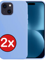 BTH BTH iPhone 15 Hoesje Siliconen - Lichtblauw - 2 PACK