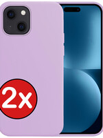 BTH BTH iPhone 15 Hoesje Siliconen - Lila - 2 PACK