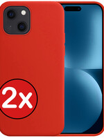 BTH BTH iPhone 15 Hoesje Siliconen - Rood - 2 PACK