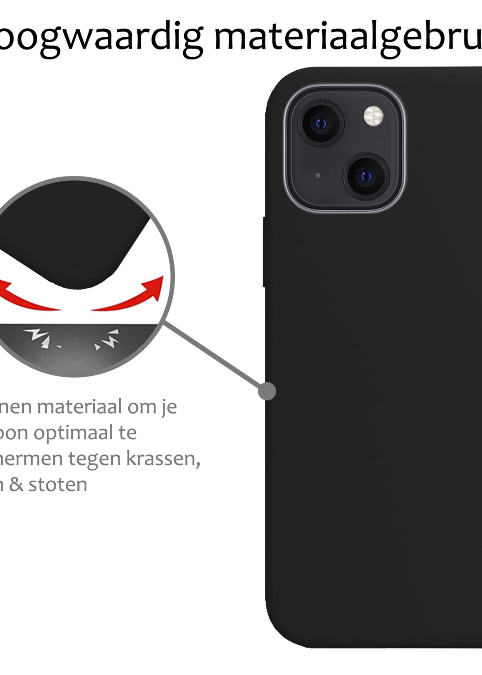 BTH Hoesje Geschikt voor iPhone 15 Hoesje Siliconen Case Hoes - Hoes Geschikt voor iPhone 15 Hoes Cover Case - Zwart - 2 PACK