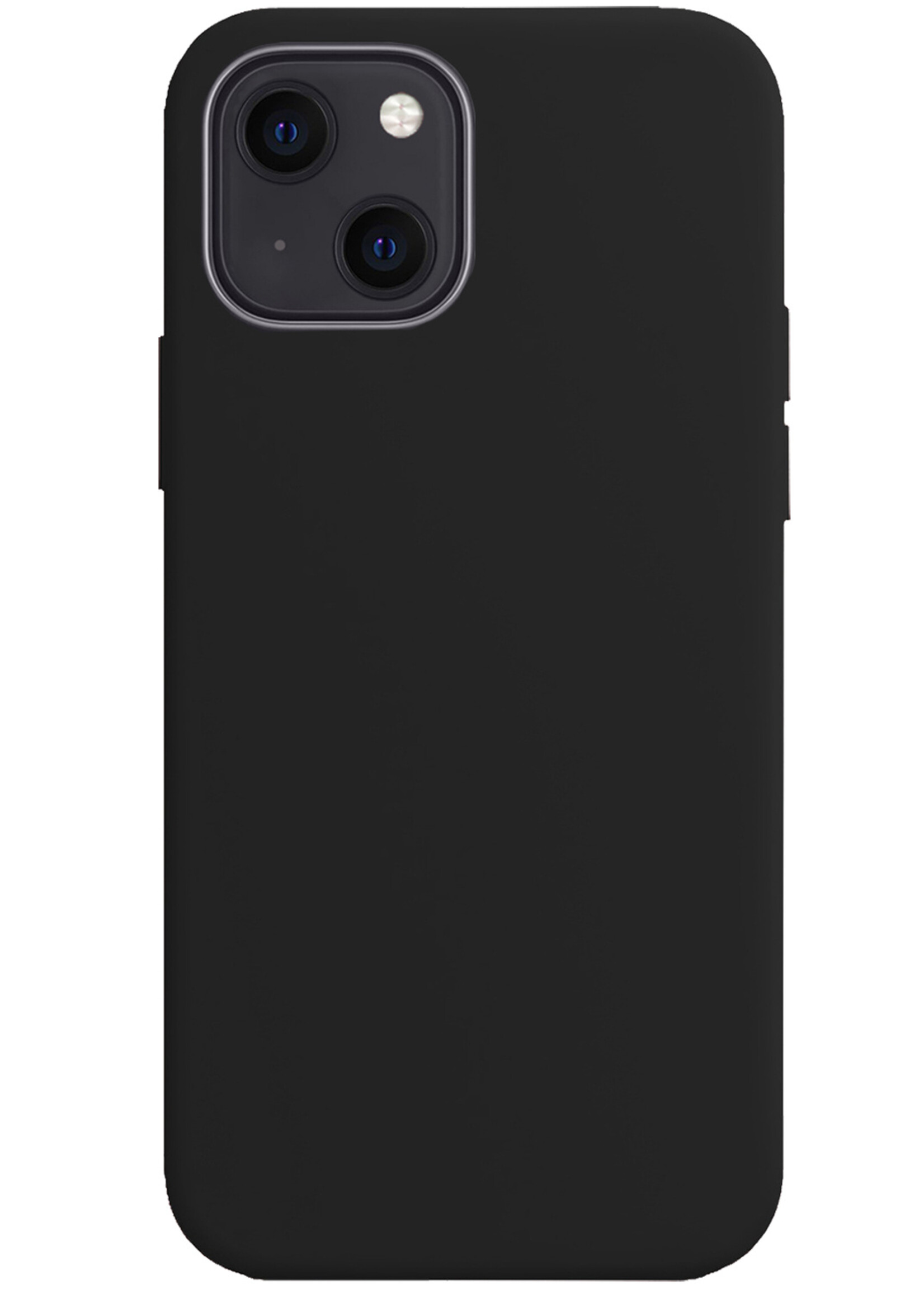 BTH Hoesje Geschikt voor iPhone 15 Hoesje Siliconen Case Hoes - Hoes Geschikt voor iPhone 15 Hoes Cover Case - Zwart - 2 PACK