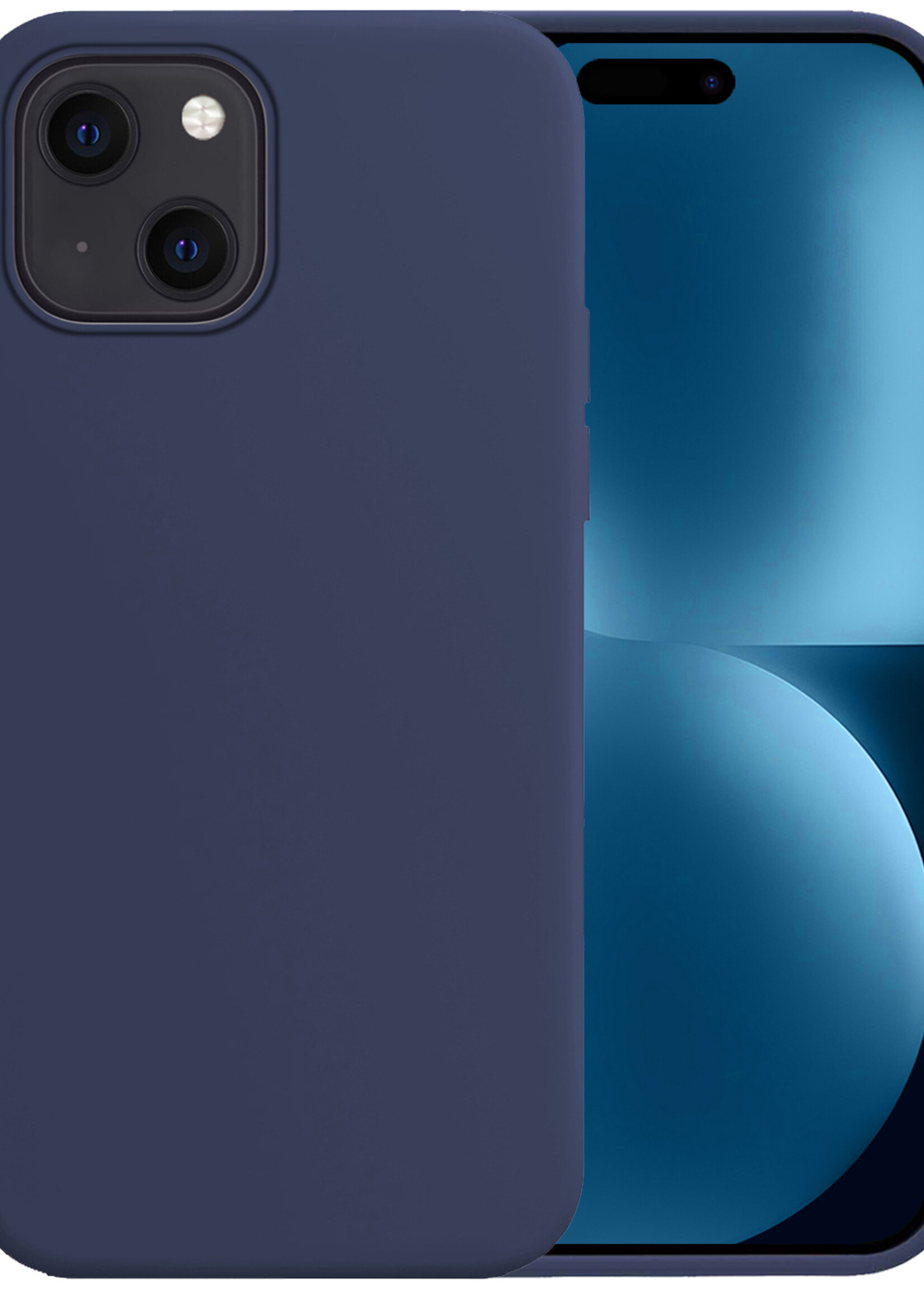 BTH Hoesje Geschikt voor iPhone 15 Plus Hoesje Siliconen Case Hoes - Hoes Geschikt voor iPhone 15 Plus Hoes Cover Case - Blauw